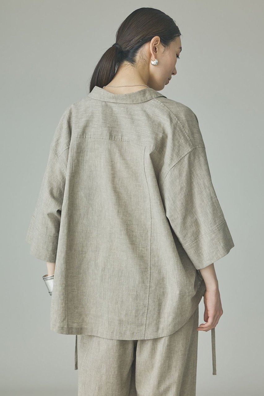 【カレンソロジー/Curensology】のリネンミックスドロストシャツ 人気、トレンドファッション・服の通販 founy(ファニー) 　ファッション　Fashion　レディースファッション　Fashion for Women　トップス・カットソー　Cut & Sew Tops　シャツ・ブラウス・オフィスカジュアル　Elegant Blouses & Button-Ups　おすすめ　Recommended / Our Picks　ショート　Short, Short Length　ストレッチ　Stretch, Stretchy Fabric　スリーブ　Sleeve, Long Sleeve / Short Sleeve　セットアップ　Set-Up, Coordinated Outfit　フィット　Fit, Slim Fit　リネン　Linen, Linen Fabric　人気　Popular, Best Seller　新作・新入荷　New Arrivals / New In　other-4|ID: prp329100004942970 ipo3291000000037100471