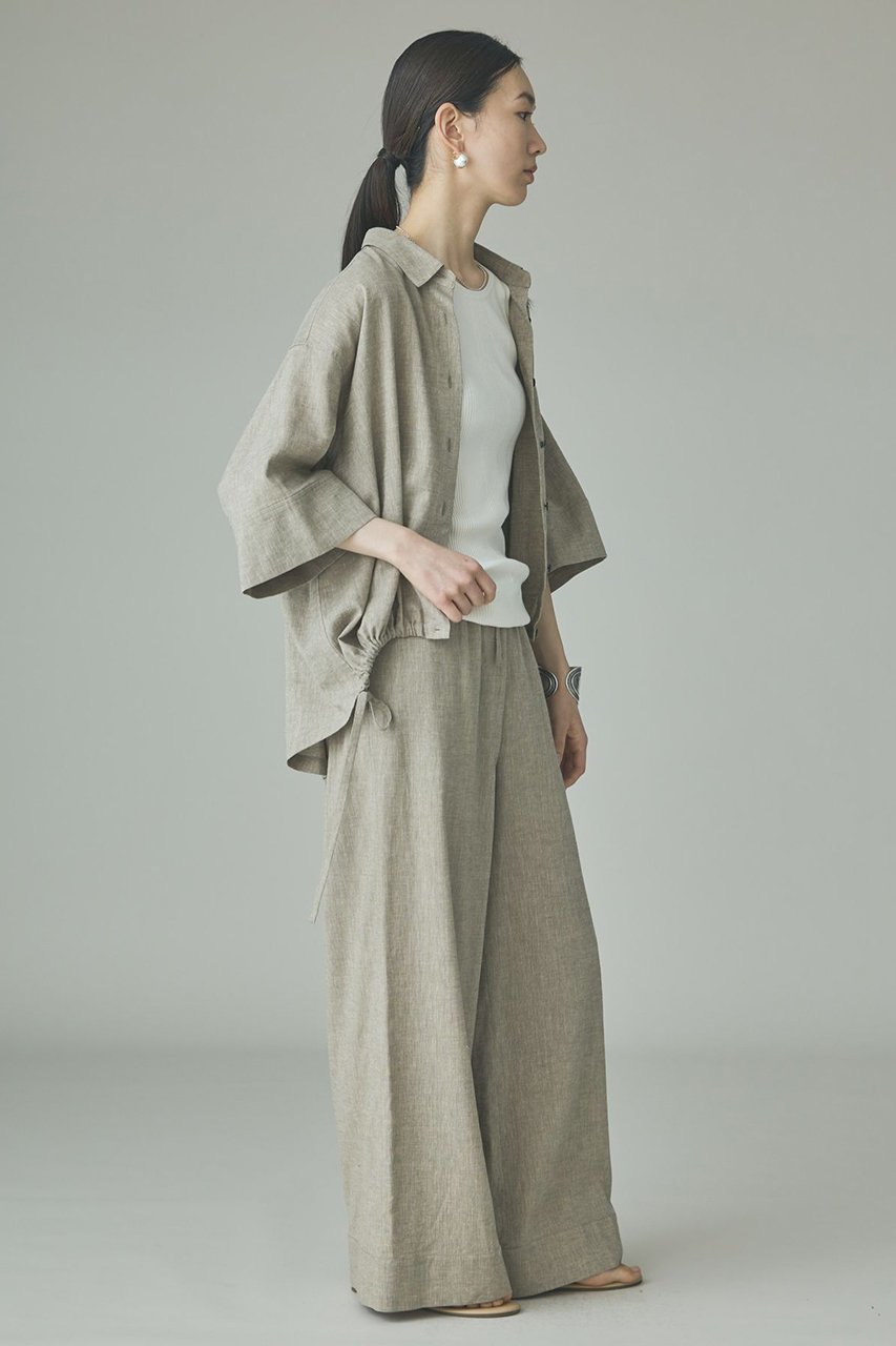 【カレンソロジー/Curensology】のリネンミックスドロストシャツ 人気、トレンドファッション・服の通販 founy(ファニー) 　ファッション　Fashion　レディースファッション　Fashion for Women　トップス・カットソー　Cut & Sew Tops　シャツ・ブラウス・オフィスカジュアル　Elegant Blouses & Button-Ups　おすすめ　Recommended / Our Picks　ショート　Short, Short Length　ストレッチ　Stretch, Stretchy Fabric　スリーブ　Sleeve, Long Sleeve / Short Sleeve　セットアップ　Set-Up, Coordinated Outfit　フィット　Fit, Slim Fit　リネン　Linen, Linen Fabric　人気　Popular, Best Seller　新作・新入荷　New Arrivals / New In　other-6|ID: prp329100004942970 ipo3291000000037100473