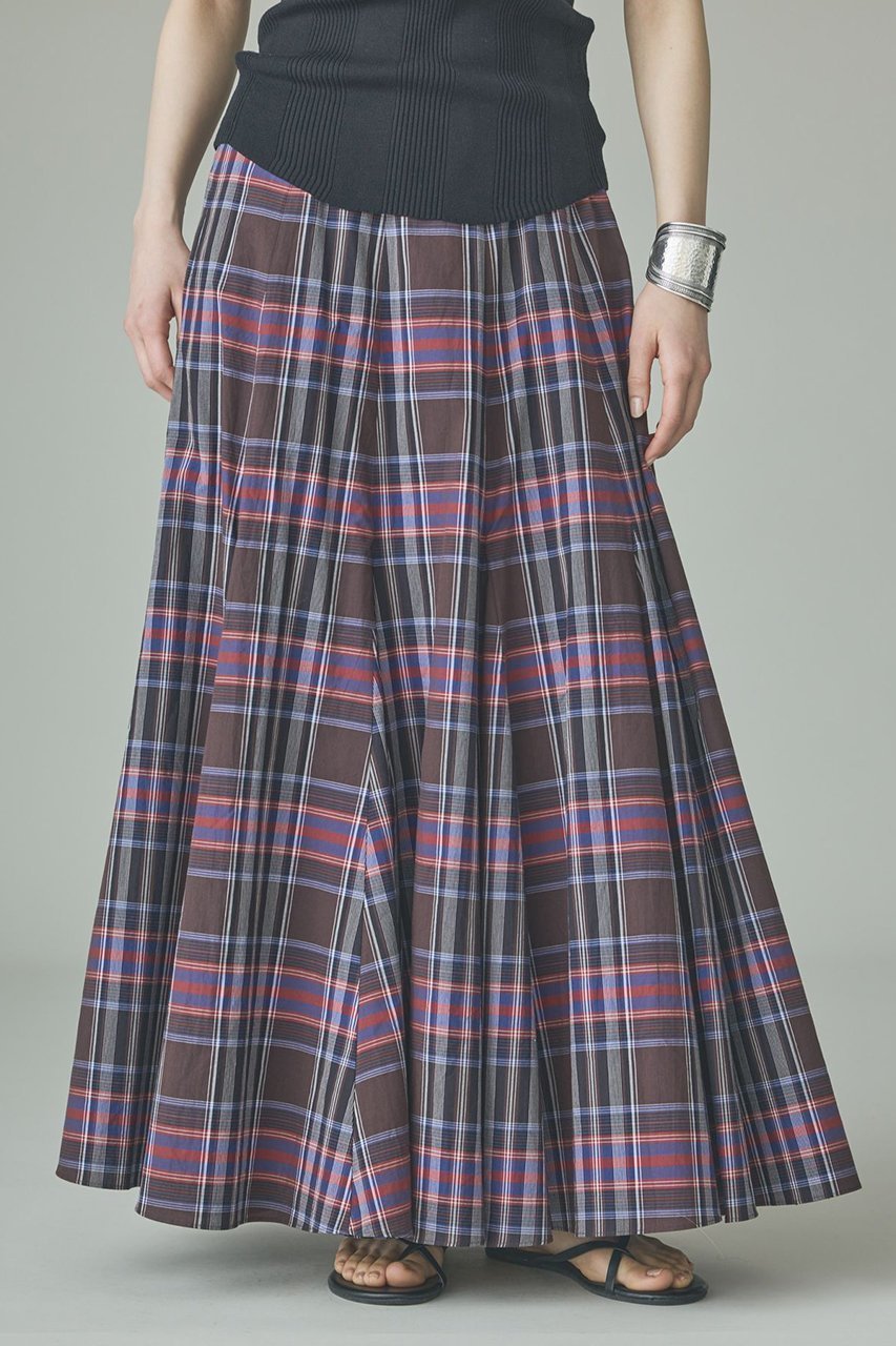 【カレンソロジー/Curensology】のコットンチェックスカート 人気、トレンドファッション・服の通販 founy(ファニー) 　ファッション　Fashion　レディースファッション　Fashion for Women　スカート　Skirts　ロングスカート　Long Skirts / Maxi & Midi Skirts　シンプル　Simple, Minimal　チェック　Check, Plaid, Tartan　バランス　Balance, Style Balance　マーメイド　Mermaid, Fishtail Silhouette　ロング　Long, Long-Length　エレガント 上品　Elegant　新作・新入荷　New Arrivals / New In　 other-1|ID: prp329100004942972 ipo3291000000037100485