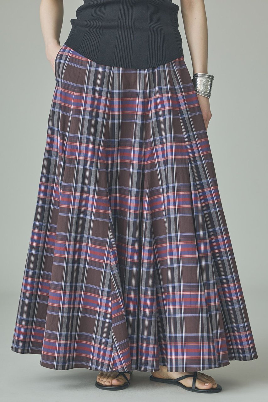 【カレンソロジー/Curensology】のコットンチェックスカート 人気、トレンドファッション・服の通販 founy(ファニー) 　ファッション　Fashion　レディースファッション　Fashion for Women　スカート　Skirts　ロングスカート　Long Skirts / Maxi & Midi Skirts　シンプル　Simple, Minimal　チェック　Check, Plaid, Tartan　バランス　Balance, Style Balance　マーメイド　Mermaid, Fishtail Silhouette　ロング　Long, Long-Length　エレガント 上品　Elegant　新作・新入荷　New Arrivals / New In　other-2|ID: prp329100004942972 ipo3291000000037100487