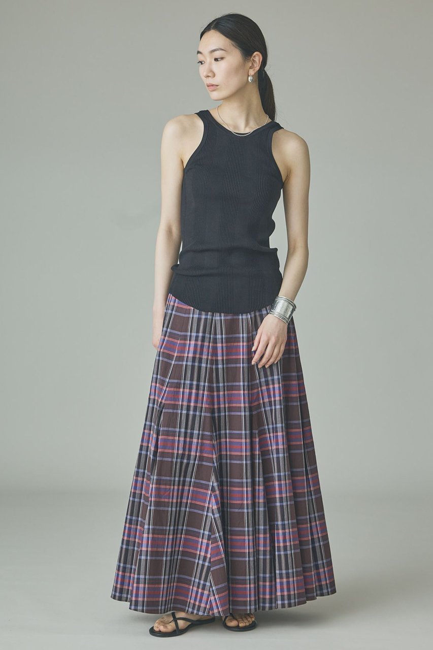 【カレンソロジー/Curensology】のコットンチェックスカート 人気、トレンドファッション・服の通販 founy(ファニー) 　ファッション　Fashion　レディースファッション　Fashion for Women　スカート　Skirts　ロングスカート　Long Skirts / Maxi & Midi Skirts　シンプル　Simple, Minimal　チェック　Check, Plaid, Tartan　バランス　Balance, Style Balance　マーメイド　Mermaid, Fishtail Silhouette　ロング　Long, Long-Length　エレガント 上品　Elegant　新作・新入荷　New Arrivals / New In　other-5|ID: prp329100004942972 ipo3291000000037100490