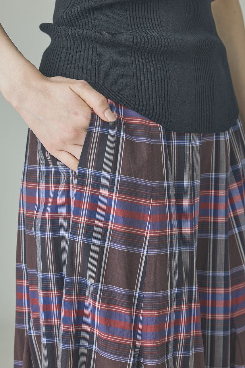 【カレンソロジー/Curensology】のコットンチェックスカート 人気、トレンドファッション・服の通販 founy(ファニー) 　ファッション　Fashion　レディースファッション　Fashion for Women　スカート　Skirts　ロングスカート　Long Skirts / Maxi & Midi Skirts　シンプル　Simple, Minimal　チェック　Check, Plaid, Tartan　バランス　Balance, Style Balance　マーメイド　Mermaid, Fishtail Silhouette　ロング　Long, Long-Length　エレガント 上品　Elegant　新作・新入荷　New Arrivals / New In　other-8|ID: prp329100004942972 ipo3291000000037100493