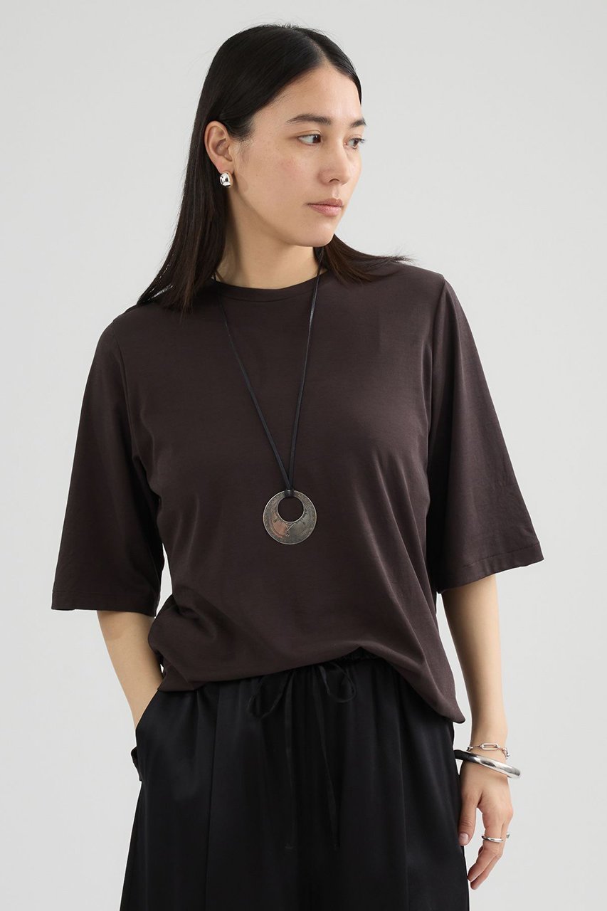 【カオス/Chaos】のエルパソTシャツ インテリア・キッズ・メンズ・レディースファッション・服の通販 founy(ファニー) 　ファッション　Fashion　レディースファッション　Fashion for Women　トップス・カットソー　Cut & Sew Tops　シャツ・ブラウス・オフィスカジュアル　Elegant Blouses & Button-Ups　ロングTシャツ・Tシャツ　Longline T-Shirts & Tees　カットソー・ベーシックTシャツ　Cut-and-Sewn Tops / Stretch Tees & Basics　コンパクト　Compact, Small Size　ショート　Short, Short Length　シルケット　Silket, Silky Cotton　シンプル　Simple, Minimal　スリーブ　Sleeve, Long Sleeve / Short Sleeve　ドレープ　Drape, Draping Fabric　新作・新入荷　New Arrivals / New In　ブラウン|ID: prp329100004942978 ipo3291000000037100535