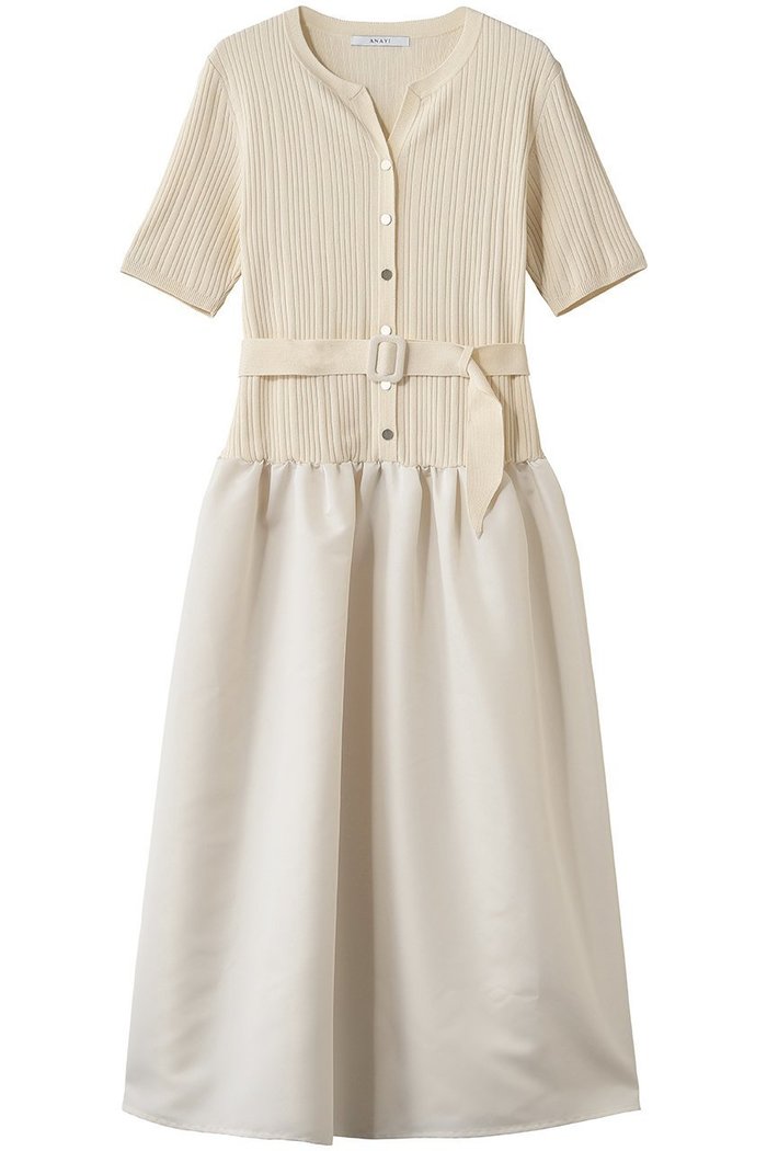 【アナイ/ANAYI】のグログランコンビベルト付ワンピース インテリア・キッズ・メンズ・レディースファッション・服の通販 founy(ファニー) https://founy.com/ ファッション Fashion レディースファッション Fashion for Women ワンピース Dresses チュニック Tunic Tops & Dresses ベルト&ウエストマーク Belts & Waist Accessories カーディガン Cardigan, Knitwear ジャケット Jacket, Outerwear チュニック Tunic, Long Top ドッキング Docking, Mixed Material フレア Flare, Flared 新作・新入荷 New Arrivals / New In |ID: prp329100004942985 ipo3291000000037100577