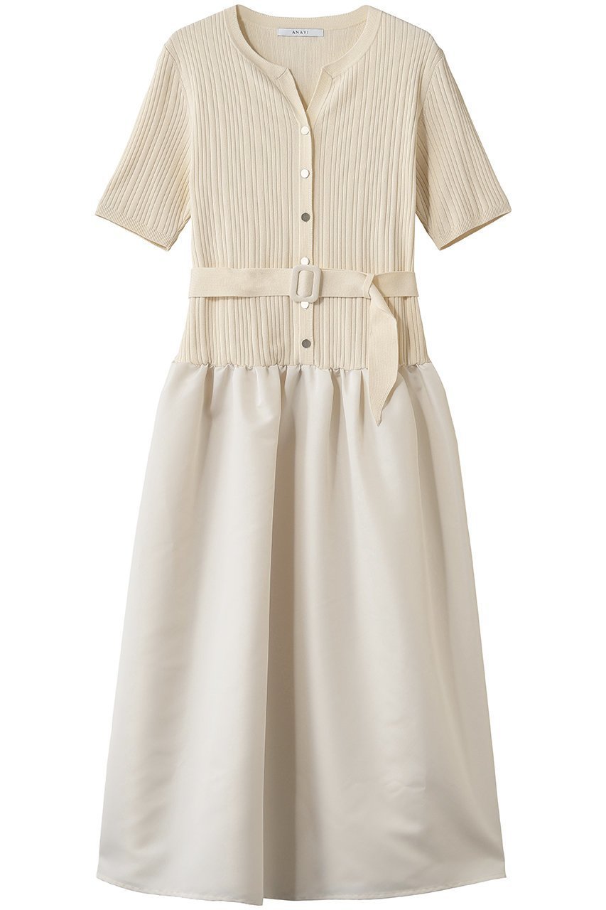 【アナイ/ANAYI】のグログランコンビベルト付ワンピース 人気、トレンドファッション・服の通販 founy(ファニー) 　ファッション　Fashion　レディースファッション　Fashion for Women　ワンピース　Dresses　チュニック　Tunic Tops & Dresses　ベルト&ウエストマーク　Belts & Waist Accessories　カーディガン　Cardigan, Knitwear　ジャケット　Jacket, Outerwear　チュニック　Tunic, Long Top　ドッキング　Docking, Mixed Material　フレア　Flare, Flared　新作・新入荷　New Arrivals / New In　 other-1|ID: prp329100004942985 ipo3291000000037100577