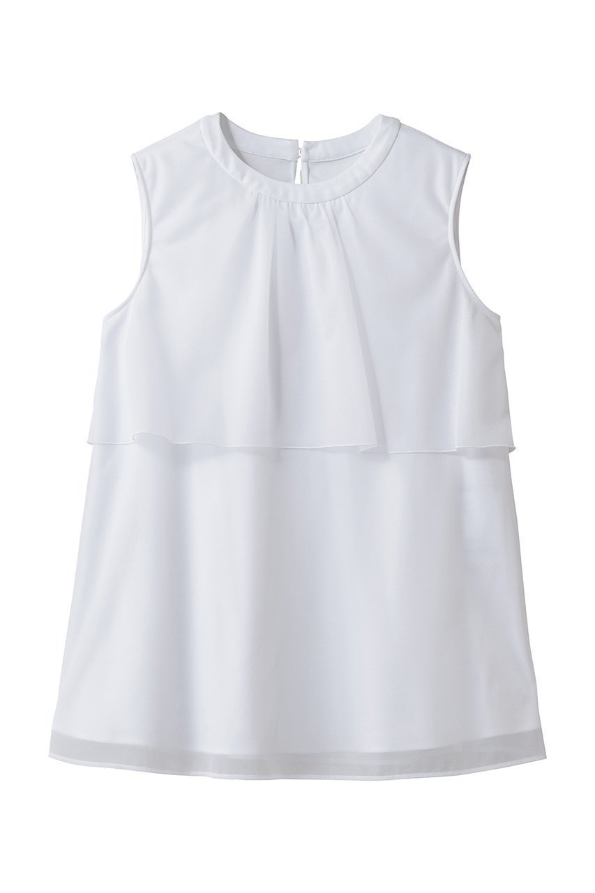 【アナイ/ANAYI】のトリコットオーガンレイヤードプルオーバー インテリア・キッズ・メンズ・レディースファッション・服の通販 founy(ファニー) 　ファッション　Fashion　レディースファッション　Fashion for Women　トップス・カットソー　Cut & Sew Tops　キャミソール&ノースリーブ　Camisoles & Sleeveless Tops　シャツ・ブラウス・オフィスカジュアル　Elegant Blouses & Button-Ups　ロングTシャツ・Tシャツ　Longline T-Shirts & Tees　カジュアルプルオーバー・ニットトップス　Pullovers & Knit Tops / Casual Pullovers　カットソー・ベーシックTシャツ　Cut-and-Sewn Tops / Stretch Tees & Basics　なめらか　Smooth, Silky Texture　インナー　Innerwear　オーガンジー　Organza Fabric　キャミソール　Camisole, Spaghetti Strap Top　シアー　Sheer, See-Through　ジャケット　Jacket, Outerwear　タンク　Tank Top, Sleeveless Top　フリル　Frill, Ruffle　夏　Summer　新作・新入荷　New Arrivals / New In　春　Spring　S/S・春夏　SS, Spring/Summer, Warm Season　ホワイト|ID: prp329100004942986 ipo3291000000037100586