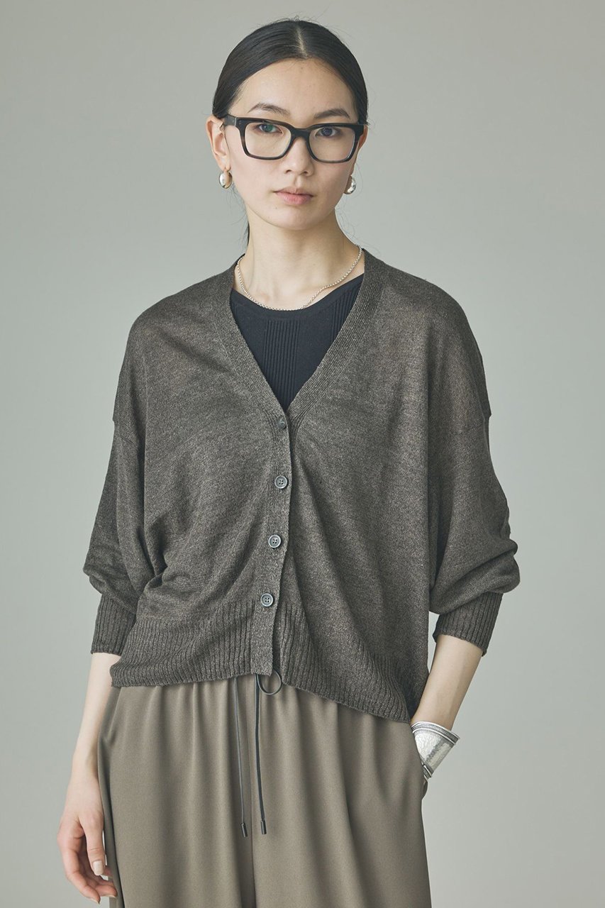 【カレンソロジー/Curensology】のリネンVネックカーディガン インテリア・キッズ・メンズ・レディースファッション・服の通販 founy(ファニー) 　ファッション　Fashion　レディースファッション　Fashion for Women　トップス・カットソー　Cut & Sew Tops　ニット　Knit Tops & Sweaters　カーディガン・羽織り　Layered Style Cardigans　Vネックトップス　V-Neck Tops / V-Cut Neckline Shirts　おすすめ　Recommended / Our Picks　カーディガン　Cardigan, Knitwear　キャミソール　Camisole, Spaghetti Strap Top　タンク　Tank Top, Sleeveless Top　バランス　Balance, Style Balance　ホールガーメント　WholeGarment, Seamless Knit　リネン　Linen, Linen Fabric　リラックス　Relax, Relaxed Fit　ワイド　Wide, Wide Fit　新作・新入荷　New Arrivals / New In　日本製　Made In Japan　ブラウン|ID: prp329100004942987 ipo3291000000037100596