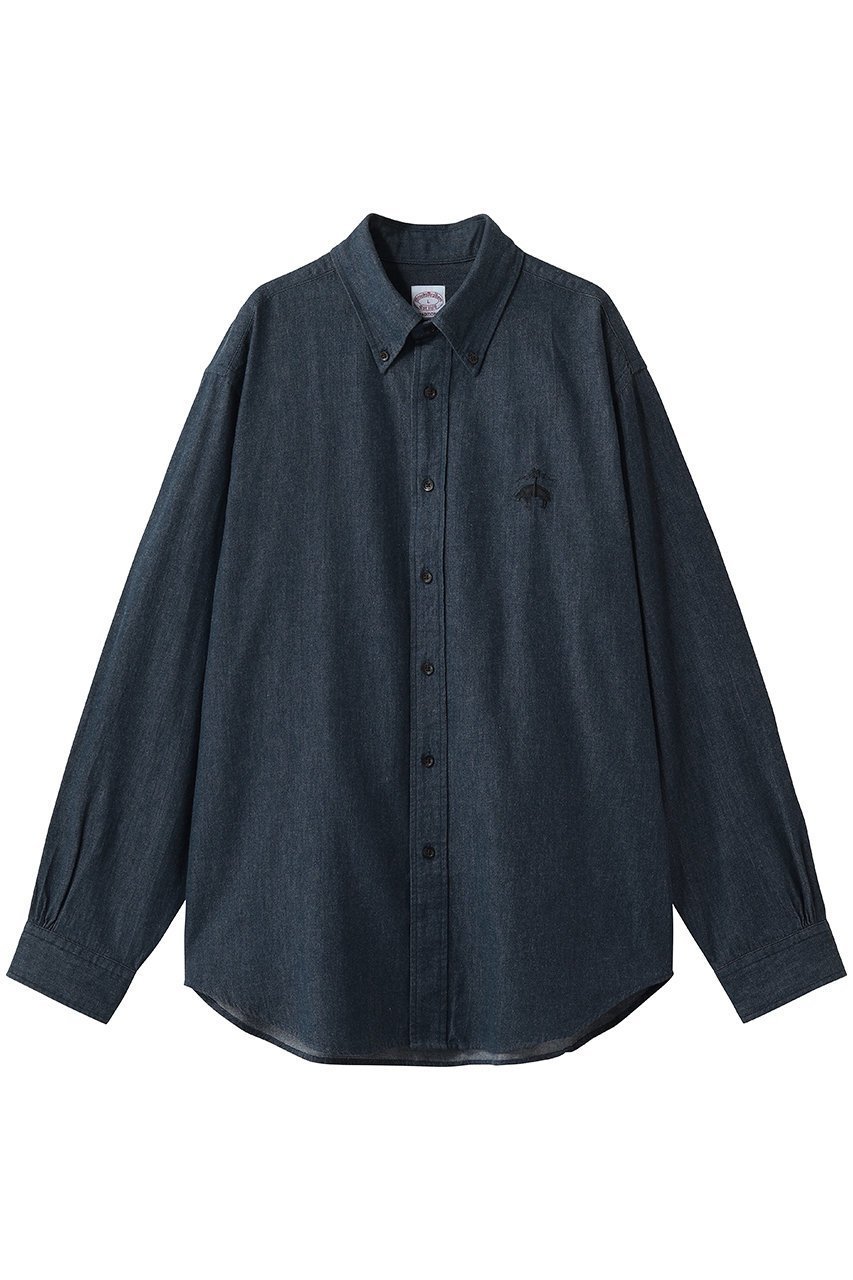 【ブルックス ブラザーズ/Brooks Brothers / MEN】の【MEN】 オンラインストア限定 ビッグGFロゴ デニムシャツ Traditional Fit インテリア・キッズ・メンズ・レディースファッション・服の通販 founy(ファニー) 　ファッション　Fashion　メンズファッション　Fashion for Men　アメリカン　American Style　春　Spring　ショート　Short, Short Length　スリーブ　Sleeve, Long Sleeve / Short Sleeve　センター　Center, Center Line　セーター　Sweater, Knitwear　ダウン　Down, Puffer　ダブル　Double, Double-Breasted　デニム　Denim, Jeans Material　長袖　Long Sleeve, Full Sleeve　ビッグ　Big, Oversized　フィット　Fit, Slim Fit　プリーツ　Pleats, Pleated　ボックス　Boxy, Box Shape　ポケット　Pocket, Pocket Detail　ロング　Long, Long-Length　ワイド　Wide, Wide Fit　S/S・春夏　SS, Spring/Summer, Warm Season　夏　Summer　新作・新入荷　New Arrivals / New In　ブルー|ID: prp329100004943010 ipo3291000000037100775