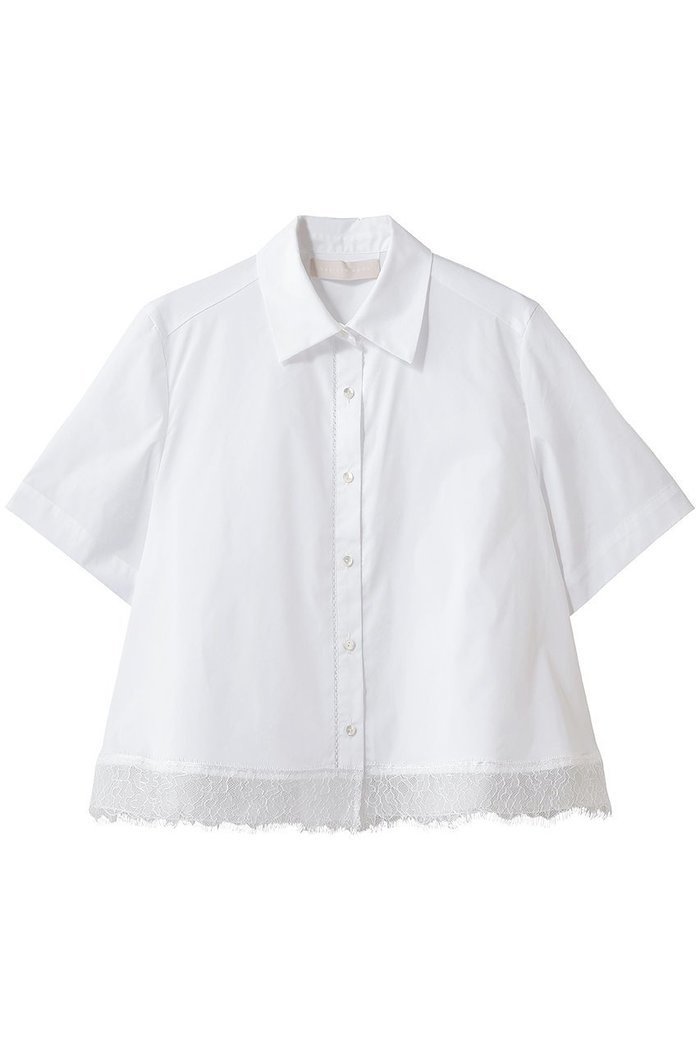 【マリリンムーン/MARILYN MOON】のヘムレースフレアシャツ インテリア・キッズ・メンズ・レディースファッション・服の通販 founy(ファウニー) https://founy.com/ ファッション Fashion レディースファッション Fashion for Women トップス・カットソー Cut & Sew Tops シャツ・ブラウス・オフィスカジュアル Elegant Blouses & Button-Ups エレガント 上品 Elegant オーガンジー Organza Fabric コンパクト Compact, Small Size ショート Short, Short Length スリーブ Sleeve, Long Sleeve / Short Sleeve バランス Balance, Style Balance ボトム Bottoms, Lower Wear モダン Modern, Contemporary レース Lace, Lace Fabric 新作・新入荷 New Arrivals / New In 透かし Cut-Out, Lacework |ID: prp329100004948293 ipo3291000000037132998