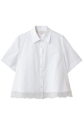 【マリリンムーン/MARILYN MOON】 ヘムレースフレアシャツ人気、トレンドファッション・服の通販 founy(ファニー) ファッション Fashion レディースファッション Fashion for Women トップス・カットソー Cut & Sew Tops シャツ・ブラウス・オフィスカジュアル Elegant Blouses & Button-Ups エレガント 上品 Elegant オーガンジー Organza Fabric コンパクト Compact, Small Size ショート Short, Short Length スリーブ Sleeve, Long Sleeve / Short Sleeve バランス Balance, Style Balance ボトム Bottoms, Lower Wear モダン Modern, Contemporary レース Lace, Lace Fabric 新作・新入荷 New Arrivals / New In 透かし Cut-Out, Lacework |ID:prp329100004948293