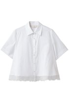 【マリリンムーン/MARILYN MOON】のヘムレースフレアシャツ 人気、トレンドファッション・服の通販 founy(ファニー) ファッション Fashion レディースファッション Fashion for Women トップス・カットソー Cut & Sew Tops シャツ・ブラウス・オフィスカジュアル Elegant Blouses & Button-Ups エレガント 上品 Elegant オーガンジー Organza Fabric コンパクト Compact, Small Size ショート Short, Short Length スリーブ Sleeve, Long Sleeve / Short Sleeve バランス Balance, Style Balance ボトム Bottoms, Lower Wear モダン Modern, Contemporary レース Lace, Lace Fabric 新作・新入荷 New Arrivals / New In 透かし Cut-Out, Lacework thumbnail ホワイト|ID: prp329100004948293 ipo3291000000037132999