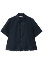 【マリリンムーン/MARILYN MOON】のヘムレースフレアシャツ 人気、トレンドファッション・服の通販 founy(ファニー) ファッション Fashion レディースファッション Fashion for Women トップス・カットソー Cut & Sew Tops シャツ・ブラウス・オフィスカジュアル Elegant Blouses & Button-Ups エレガント 上品 Elegant オーガンジー Organza Fabric コンパクト Compact, Small Size ショート Short, Short Length スリーブ Sleeve, Long Sleeve / Short Sleeve バランス Balance, Style Balance ボトム Bottoms, Lower Wear モダン Modern, Contemporary レース Lace, Lace Fabric 新作・新入荷 New Arrivals / New In 透かし Cut-Out, Lacework thumbnail ネイビー|ID: prp329100004948293 ipo3291000000037133000