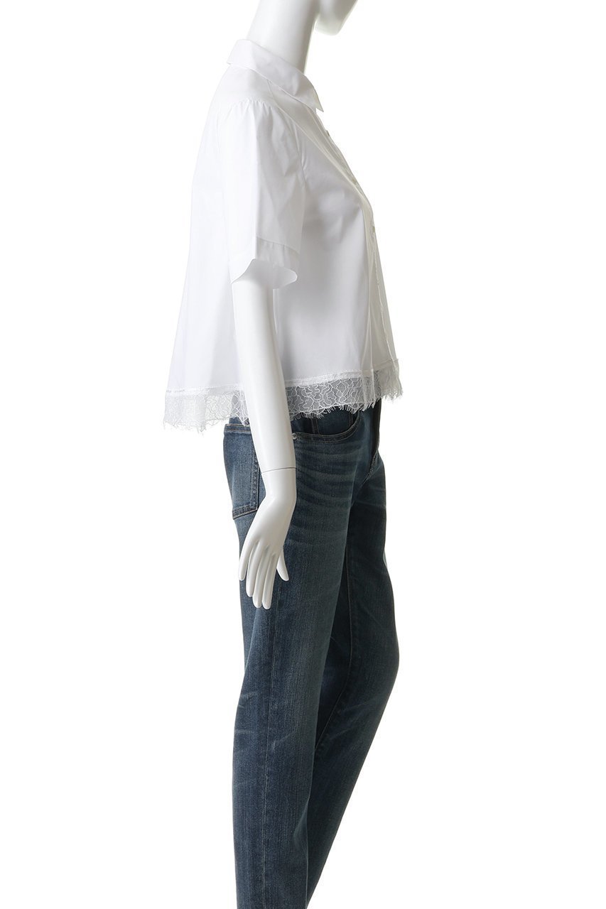 【マリリンムーン/MARILYN MOON】のヘムレースフレアシャツ 人気、トレンドファッション・服の通販 founy(ファニー) 　ファッション　Fashion　レディースファッション　Fashion for Women　トップス・カットソー　Cut & Sew Tops　シャツ・ブラウス・オフィスカジュアル　Elegant Blouses & Button-Ups　エレガント 上品　Elegant　オーガンジー　Organza Fabric　コンパクト　Compact, Small Size　ショート　Short, Short Length　スリーブ　Sleeve, Long Sleeve / Short Sleeve　バランス　Balance, Style Balance　ボトム　Bottoms, Lower Wear　モダン　Modern, Contemporary　レース　Lace, Lace Fabric　新作・新入荷　New Arrivals / New In　透かし　Cut-Out, Lacework　other-3|ID: prp329100004948293 ipo3291000000037133002