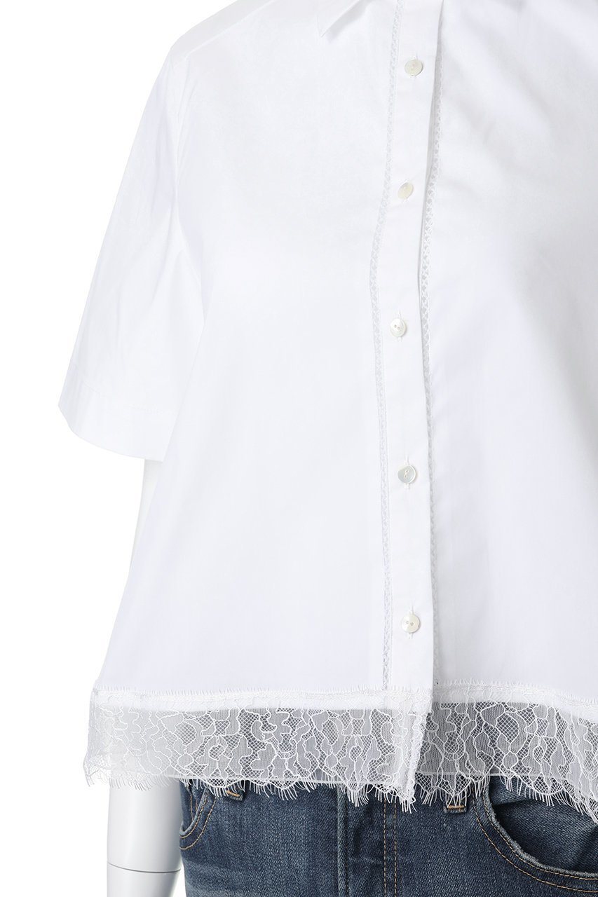 【マリリンムーン/MARILYN MOON】のヘムレースフレアシャツ 人気、トレンドファッション・服の通販 founy(ファニー) 　ファッション　Fashion　レディースファッション　Fashion for Women　トップス・カットソー　Cut & Sew Tops　シャツ・ブラウス・オフィスカジュアル　Elegant Blouses & Button-Ups　エレガント 上品　Elegant　オーガンジー　Organza Fabric　コンパクト　Compact, Small Size　ショート　Short, Short Length　スリーブ　Sleeve, Long Sleeve / Short Sleeve　バランス　Balance, Style Balance　ボトム　Bottoms, Lower Wear　モダン　Modern, Contemporary　レース　Lace, Lace Fabric　新作・新入荷　New Arrivals / New In　透かし　Cut-Out, Lacework　other-5|ID: prp329100004948293 ipo3291000000037133004