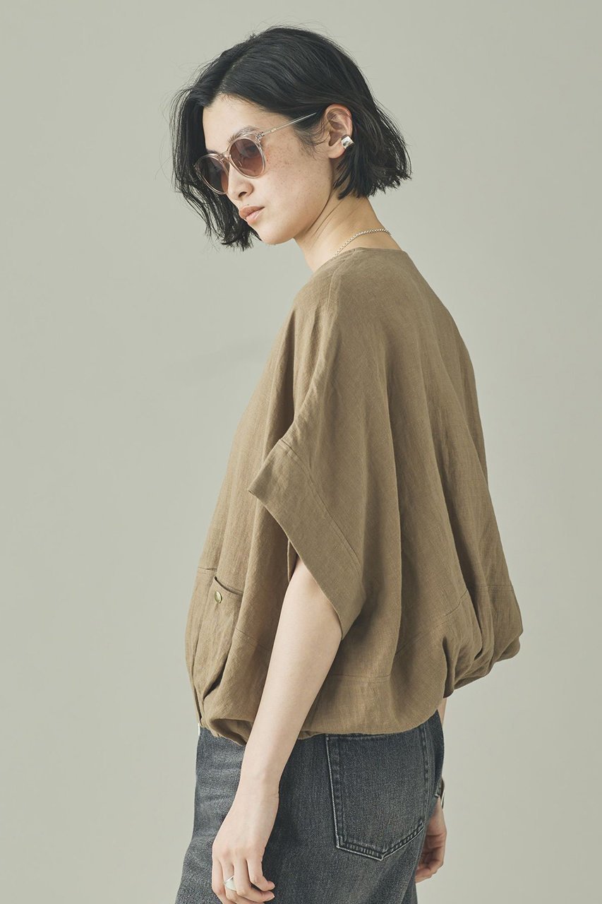 【カレンソロジー/Curensology】のフレンチリネンジップブラウス 人気、トレンドファッション・服の通販 founy(ファニー) 　ファッション　Fashion　レディースファッション　Fashion for Women　トップス・カットソー　Cut & Sew Tops　シャツ・ブラウス・オフィスカジュアル　Elegant Blouses & Button-Ups　エレガント 上品　Elegant　ショート　Short, Short Length　ジップ　Zip, Zipper　スリーブ　Sleeve, Long Sleeve / Short Sleeve　フレンチ　French, French Style　フロント　Front, Front Design　ブルゾン　Blouson, Bomber Jacket　リネン　Linen, Linen Fabric　ワッシャー　Washer, Crinkled Finish　人気　Popular, Best Seller　今季　This Season, Current Season　半袖　Short Sleeve, Half Sleeve　夏　Summer　新作・新入荷　New Arrivals / New In　春　Spring　S/S・春夏　SS, Spring/Summer, Warm Season　other-3|ID: prp329100004948294 ipo3291000000037133010