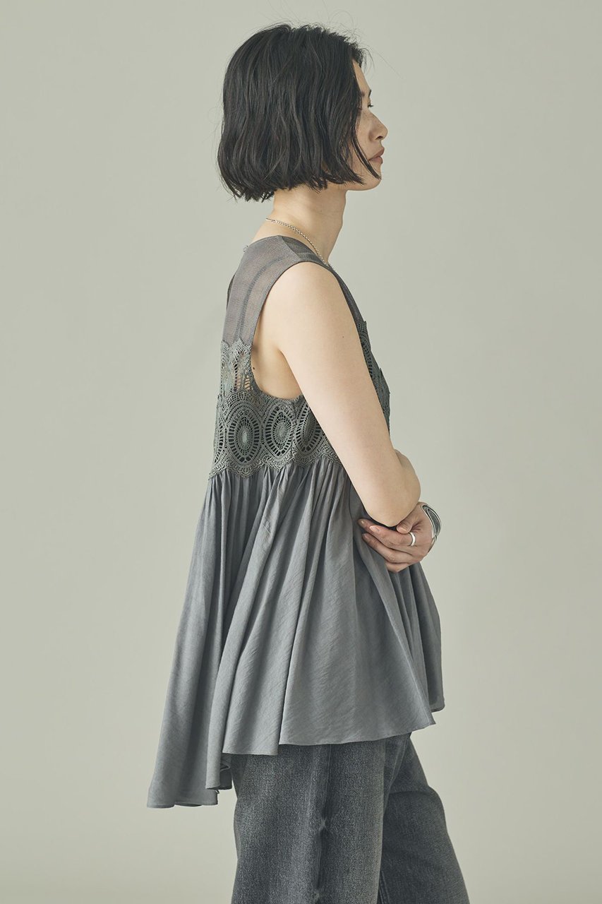 【カレンソロジー/Curensology】のケミカルレースブラウス 人気、トレンドファッション・服の通販 founy(ファニー) 　ファッション　Fashion　レディースファッション　Fashion for Women　トップス・カットソー　Cut & Sew Tops　キャミソール&ノースリーブ　Camisoles & Sleeveless Tops　シャツ・ブラウス・オフィスカジュアル　Elegant Blouses & Button-Ups　インド　Indian Textile　ギャザー　Gathered, Ruffled　ケミカル　Chemical, Chemical Wash　コンビ　Combo, Combination Style　ノースリーブ　Sleeveless, No-Sleeve　バランス　Balance, Style Balance　フレア　Flare, Flared　レース　Lace, Lace Fabric　夏　Summer　新作・新入荷　New Arrivals / New In　other-3|ID: prp329100004948295 ipo3291000000037133020