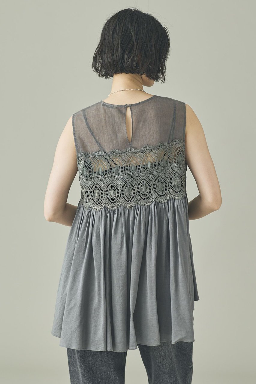 【カレンソロジー/Curensology】のケミカルレースブラウス 人気、トレンドファッション・服の通販 founy(ファニー) 　ファッション　Fashion　レディースファッション　Fashion for Women　トップス・カットソー　Cut & Sew Tops　キャミソール&ノースリーブ　Camisoles & Sleeveless Tops　シャツ・ブラウス・オフィスカジュアル　Elegant Blouses & Button-Ups　インド　Indian Textile　ギャザー　Gathered, Ruffled　ケミカル　Chemical, Chemical Wash　コンビ　Combo, Combination Style　ノースリーブ　Sleeveless, No-Sleeve　バランス　Balance, Style Balance　フレア　Flare, Flared　レース　Lace, Lace Fabric　夏　Summer　新作・新入荷　New Arrivals / New In　other-4|ID: prp329100004948295 ipo3291000000037133021