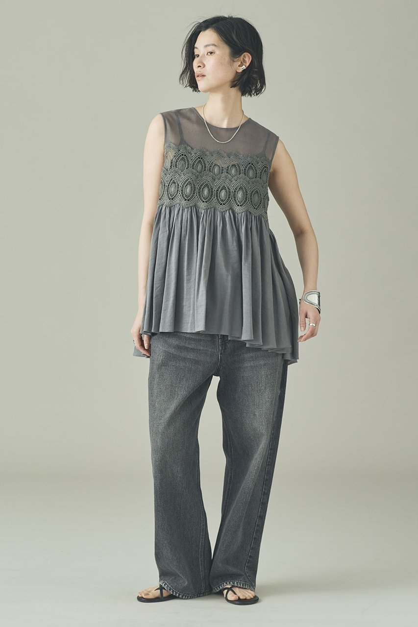 【カレンソロジー/Curensology】のケミカルレースブラウス 人気、トレンドファッション・服の通販 founy(ファニー) 　ファッション　Fashion　レディースファッション　Fashion for Women　トップス・カットソー　Cut & Sew Tops　キャミソール&ノースリーブ　Camisoles & Sleeveless Tops　シャツ・ブラウス・オフィスカジュアル　Elegant Blouses & Button-Ups　インド　Indian Textile　ギャザー　Gathered, Ruffled　ケミカル　Chemical, Chemical Wash　コンビ　Combo, Combination Style　ノースリーブ　Sleeveless, No-Sleeve　バランス　Balance, Style Balance　フレア　Flare, Flared　レース　Lace, Lace Fabric　夏　Summer　新作・新入荷　New Arrivals / New In　other-5|ID: prp329100004948295 ipo3291000000037133022