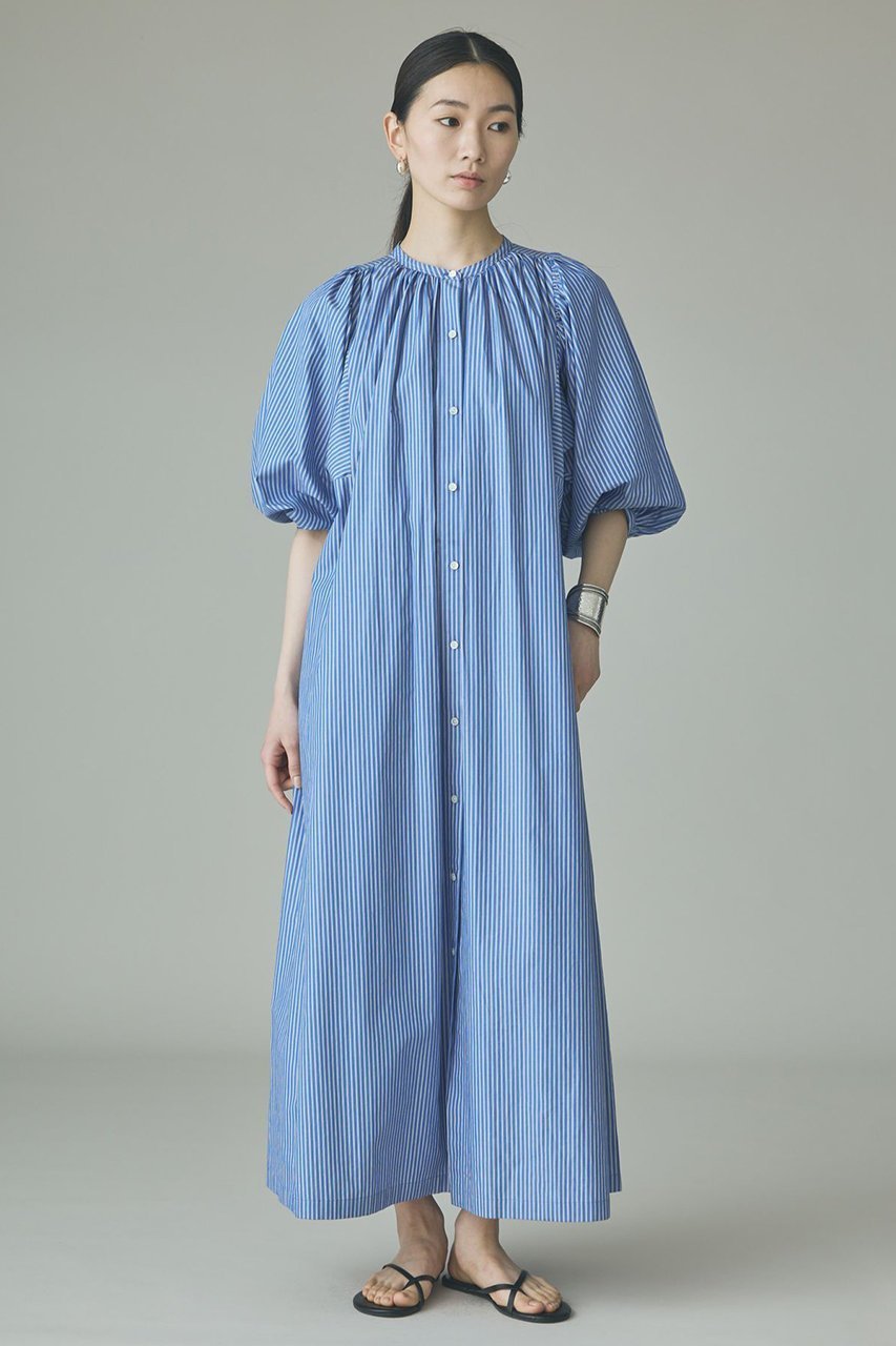 【カレンソロジー/Curensology】のストライプワンピース インテリア・キッズ・メンズ・レディースファッション・服の通販 founy(ファニー) 　ファッション　Fashion　レディースファッション　Fashion for Women　ワンピース　Dresses　チュニック　Tunic Tops & Dresses　おすすめ　Recommended / Our Picks　コンパクト　Compact, Small Size　サンダル　Sandals, Summer Shoes　ショルダー　Shoulder, Shoulder Strap　ストライプ　Stripe, Striped Pattern　スリーブ　Sleeve, Long Sleeve / Short Sleeve　チュニック　Tunic, Long Top　ロング　Long, Long-Length　エレガント 上品　Elegant　夏　Summer　新作・新入荷　New Arrivals / New In　ブルー|ID: prp329100004948296 ipo3291000000037133027