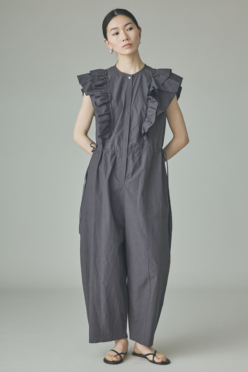 【カレンソロジー/Curensology】のコットンフリルオールインワン インテリア・キッズ・メンズ・レディースファッション・服の通販 founy(ファニー) 　ファッション　Fashion　レディースファッション　Fashion for Women　パンツ　Pants & Trousers　インド　Indian Textile　スリーブ　Sleeve, Long Sleeve / Short Sleeve　フリル　Frill, Ruffle　ブラウジング　Blouson Silhouette, Cinched Waist　リラックス　Relax, Relaxed Fit　おすすめ　Recommended / Our Picks　夏　Summer　新作・新入荷　New Arrivals / New In　グレー|ID: prp329100004948297 ipo3291000000037133037