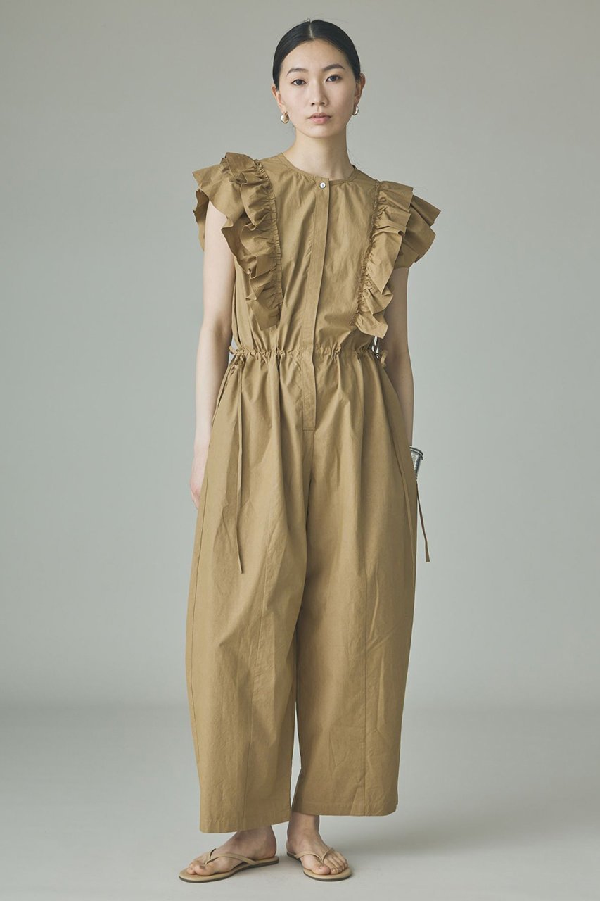 【カレンソロジー/Curensology】のコットンフリルオールインワン インテリア・キッズ・メンズ・レディースファッション・服の通販 founy(ファニー) 　ファッション　Fashion　レディースファッション　Fashion for Women　パンツ　Pants & Trousers　インド　Indian Textile　スリーブ　Sleeve, Long Sleeve / Short Sleeve　フリル　Frill, Ruffle　ブラウジング　Blouson Silhouette, Cinched Waist　リラックス　Relax, Relaxed Fit　おすすめ　Recommended / Our Picks　夏　Summer　新作・新入荷　New Arrivals / New In　ベージュ|ID: prp329100004948297 ipo3291000000037133038