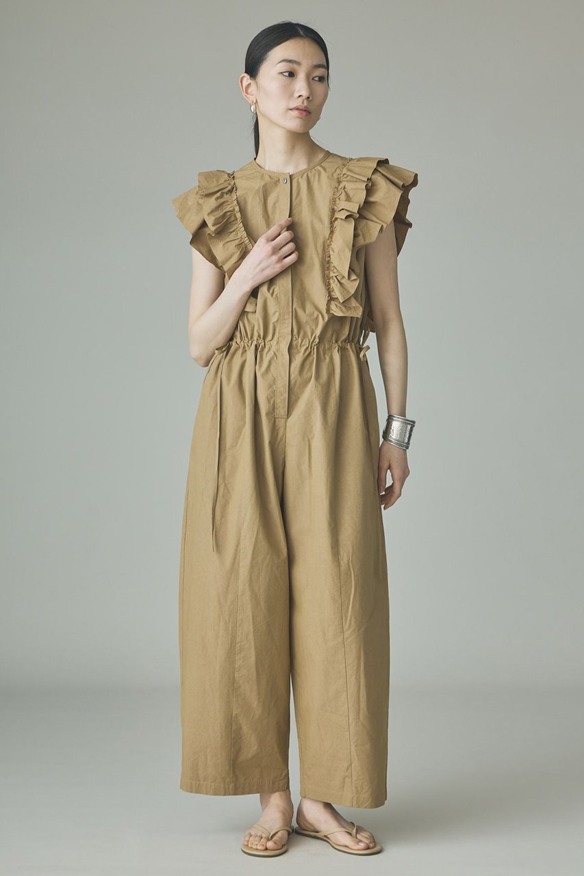 【カレンソロジー/Curensology】のコットンフリルオールインワン 人気、トレンドファッション・服の通販 founy(ファニー) 　ファッション　Fashion　レディースファッション　Fashion for Women　パンツ　Pants & Trousers　インド　Indian Textile　スリーブ　Sleeve, Long Sleeve / Short Sleeve　フリル　Frill, Ruffle　ブラウジング　Blouson Silhouette, Cinched Waist　リラックス　Relax, Relaxed Fit　おすすめ　Recommended / Our Picks　夏　Summer　新作・新入荷　New Arrivals / New In　other-2|ID: prp329100004948297 ipo3291000000037133039