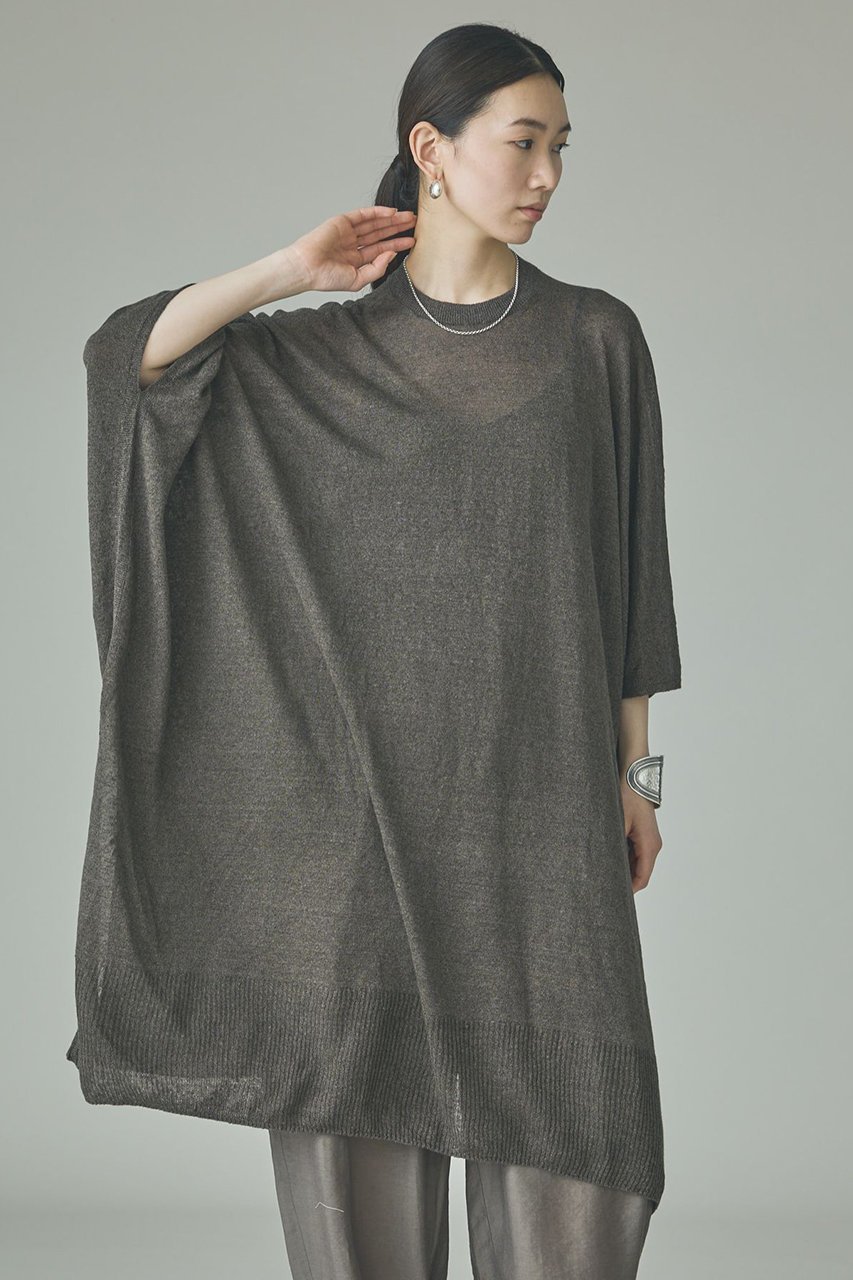 【カレンソロジー/Curensology】のリネンオーバーチュニック インテリア・キッズ・メンズ・レディースファッション・服の通販 founy(ファニー) 　ファッション　Fashion　レディースファッション　Fashion for Women　ワンピース　Dresses　チュニック　Tunic Tops & Dresses　シンプル　Simple, Minimal　チュニック　Tunic, Long Top　フォルム　Silhouette, Form　ホールガーメント　WholeGarment, Seamless Knit　ボトム　Bottoms, Lower Wear　ポンチョ　Poncho, Cape Style　リネン　Linen, Linen Fabric　リラックス　Relax, Relaxed Fit　新作・新入荷　New Arrivals / New In　ブラウン|ID: prp329100004948298 ipo3291000000037133049