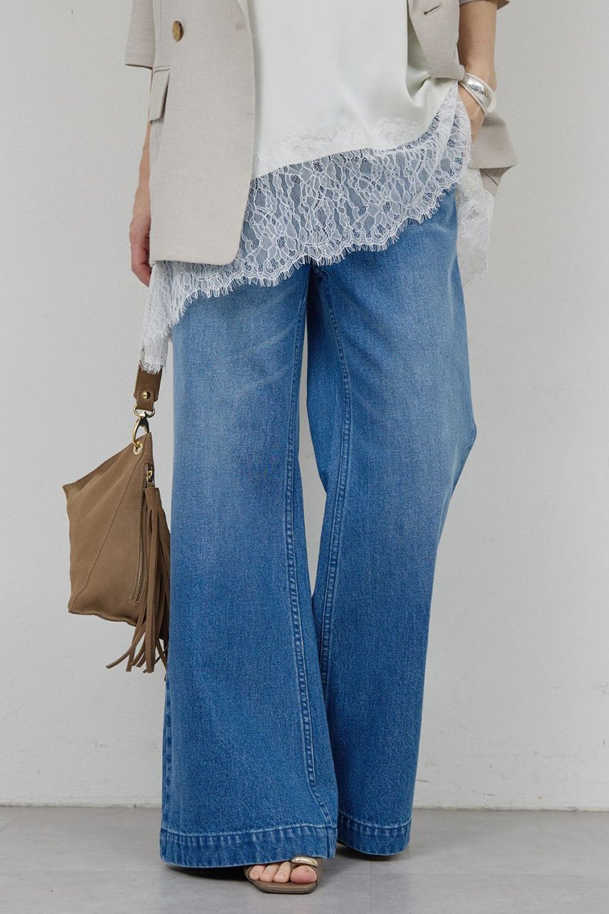 【ガリャルダガランテ/GALLARDAGALANTE】のフレアデニム インテリア・キッズ・メンズ・レディースファッション・服の通販 founy(ファニー) 　ファッション　Fashion　レディースファッション　Fashion for Women　パンツ　Pants & Trousers　デニムパンツ・ジーンズ・美脚デニム　Denim Jeans & Pants　デニム　Denim, Jeans Material　フレア　Flare, Flared　レース　Lace, Lace Fabric　エレガント 上品　Elegant　新作・新入荷　New Arrivals / New In　ブルー|ID: prp329100004948304 ipo3291000000037133090