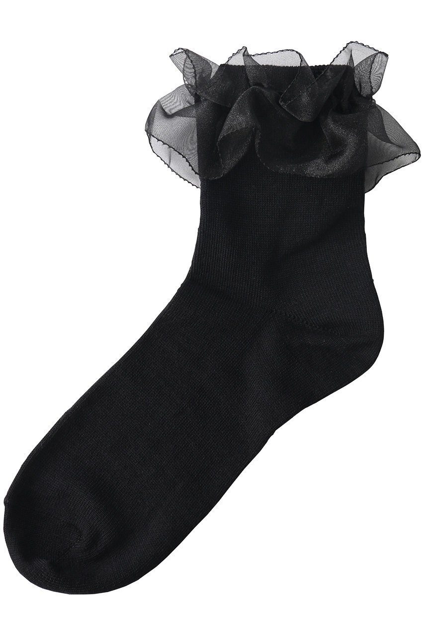 【ポプキンズ/POMPKINS / KIDS】の【KIDS】オーガンジーレースソックス インテリア・キッズ・メンズ・レディースファッション・服の通販 founy(ファニー) 　ファッション　Fashion　キッズファッション　Fashion for Kids　オケージョン　Occasion Wear　オーガンジー　Organza Fabric　ソックス　Socks, Hosiery　モノトーン　Monotone, Black and White　レース　Lace, Lace Fabric　再入荷　Restock / Back in Stock　定番　Standard, Basic Item　ブラック|ID: prp329100004948643 ipo3291000000037134519