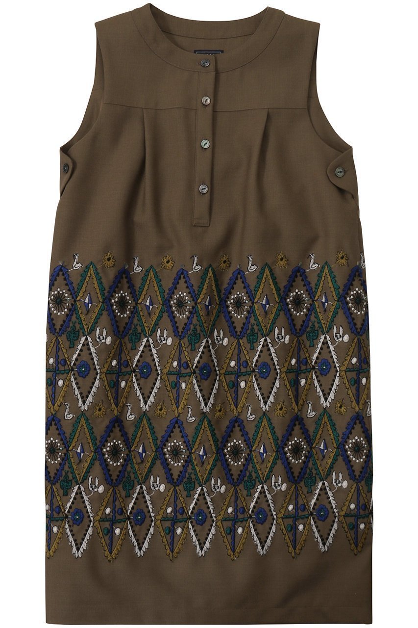 【ミナ ペルホネン/mina perhonen / KIDS】の【KIDS】forest diamond ワンピース ブラウン 140 インテリア・キッズ・メンズ・レディースファッション・服の通販 founy(ファニー) 　ファッション　Fashion　キッズファッション　Fashion for Kids　ワンピース　Dresses　カットソー　Cut and Sewn Top　タートルネック　Turtleneck, High Neck　ブラウン|ID: prp329100004948741 ipo3291000000037135099