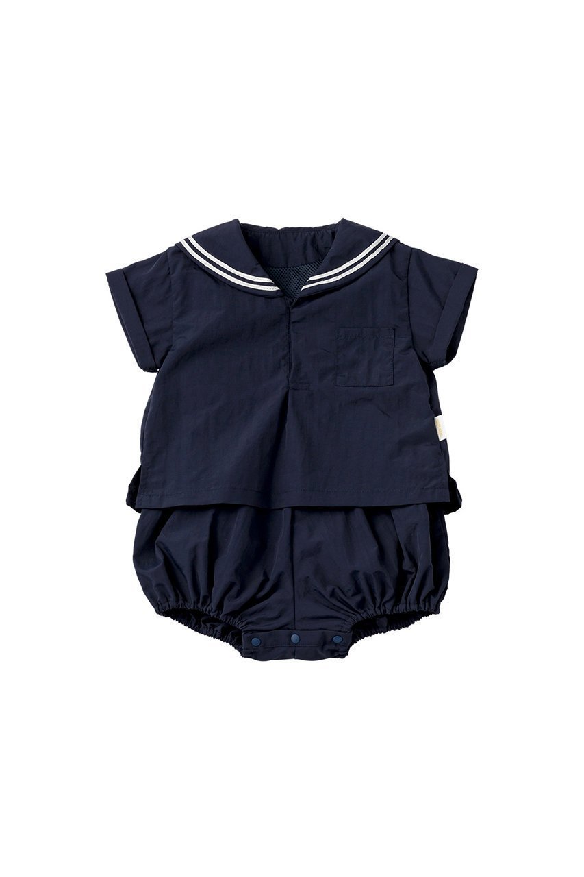 【マールマール/MARLMARL / KIDS】の【BABY】paddle rompers pindot 80-90cm インテリア・キッズ・メンズ・レディースファッション・服の通販 founy(ファニー) 　ファッション　Fashion　キッズファッション　Fashion for Kids　シンプル　Simple, Minimal　フォルム　Silhouette, Form　ベビー　Baby, Babywear　メッシュ　Mesh, Net Fabric　ロンパース　Romper, Jumpsuit　再入荷　Restock / Back in Stock　夏　Summer　エレガント 上品　Elegant　結婚式　Wedding　navy|ID: prp329100004948867 ipo3291000000037135905