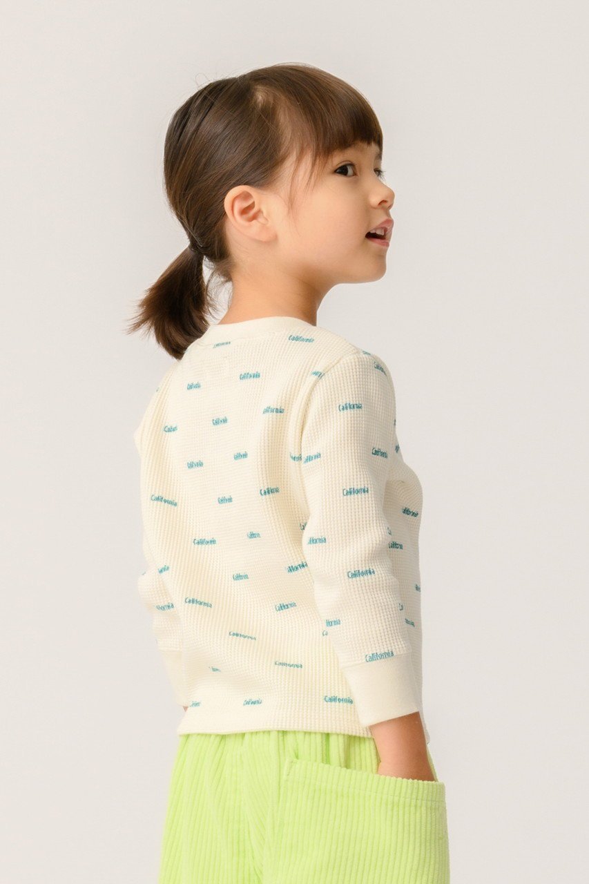 【その他のブランド/Other】の【KIDS】ワッフル ヘンリーネック ロングTシャツ 人気、トレンドファッション・服の通販 founy(ファニー) 　ファッション　Fashion　キッズファッション　Fashion for Kids　トップス・カットソー　Cut & Sew Tops　2026年　2026　2026春夏・S/S　Spring/Summer 2026 SS26　おすすめ　Recommended / Our Picks　クラシック　Classic, Timeless Style　シンプル　Simple, Minimal　プリント　Print, Printed Pattern　ロング　Long, Long-Length　ワッフル　Waffle, Waffle Knit　人気　Popular, Best Seller　半袖　Short Sleeve, Half Sleeve　other-3|ID: prp329100004948940 ipo3291000000037136453