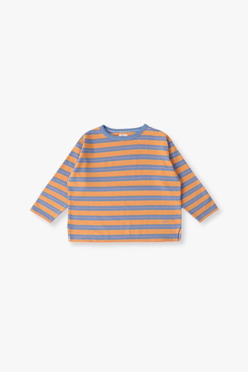 【その他のブランド/Other】の【KIDS】マルチストライプ Tシャツ インテリア・キッズ・メンズ・レディースファッション・服の通販 founy(ファニー) 　ファッション　Fashion　キッズファッション　Fashion for Kids　トップス・カットソー　Cut & Sew Tops　ストライプ　Stripe, Striped Pattern　デニム　Denim, Jeans Material　ファブリック　Fabric, Textile　ボーダー　Border, Stripe　オレンジ|ID: prp329100004948969 ipo3291000000037136693