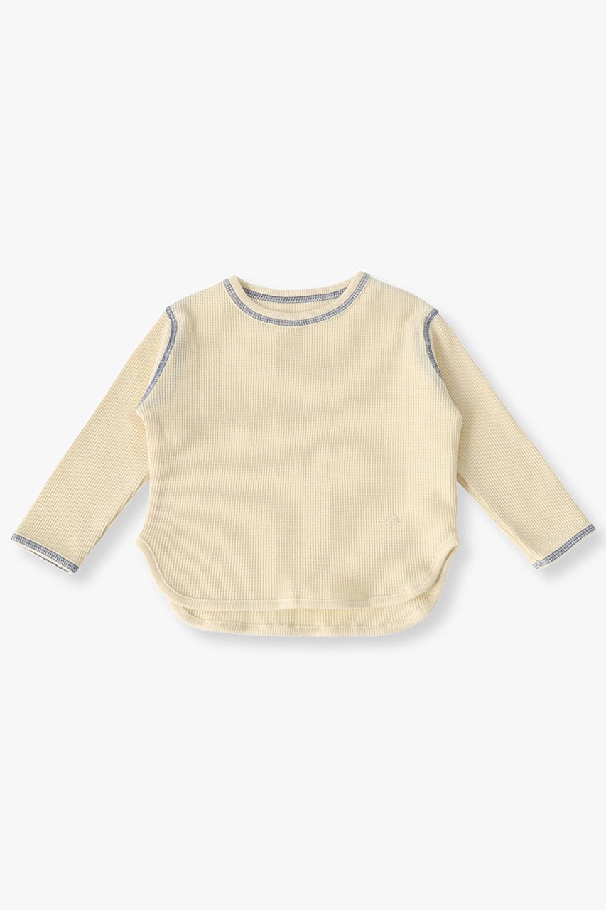 【その他のブランド/Other】の【KIDS】ワッフル ロングスリーブTシャツ インテリア・キッズ・メンズ・レディースファッション・服の通販 founy(ファニー) 　ファッション　Fashion　キッズファッション　Fashion for Kids　トップス・カットソー　Cut & Sew Tops　スリーブ　Sleeve, Long Sleeve / Short Sleeve　ロング　Long, Long-Length　ワッフル　Waffle, Waffle Knit　ライトイエロー|ID: prp329100004948971 ipo3291000000037136718