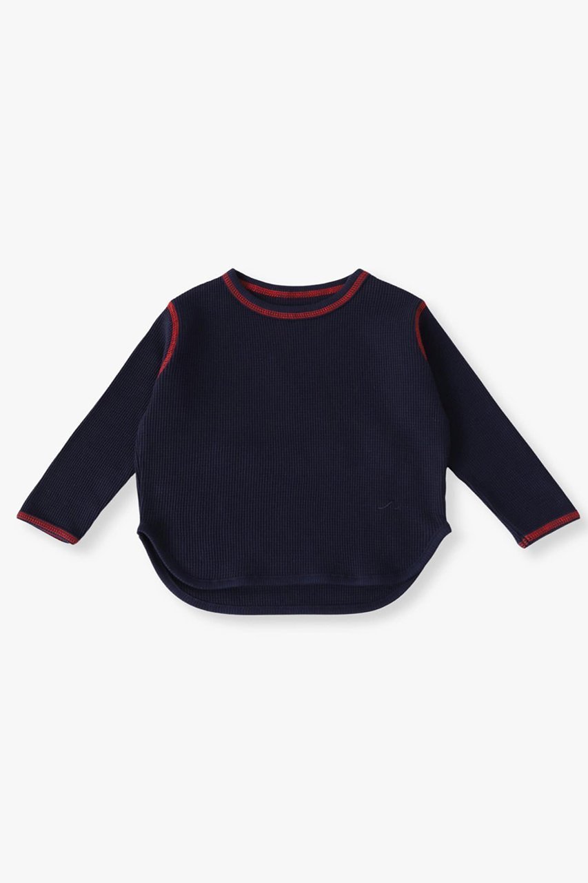 【その他のブランド/Other】の【KIDS】ワッフル ロングスリーブTシャツ インテリア・キッズ・メンズ・レディースファッション・服の通販 founy(ファニー) 　ファッション　Fashion　キッズファッション　Fashion for Kids　トップス・カットソー　Cut & Sew Tops　スリーブ　Sleeve, Long Sleeve / Short Sleeve　ロング　Long, Long-Length　ワッフル　Waffle, Waffle Knit　ネイビー|ID: prp329100004948971 ipo3291000000037136720