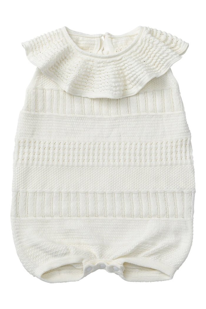 【マールマール/MARLMARL / KIDS】の【BABY】knit frill rompers インテリア・キッズ・メンズ・レディースファッション・服の通販 founy(ファニー) https://founy.com/ ファッション Fashion キッズファッション Fashion for Kids インナー Innerwear スリット Slit, Slit Detail スーツ Suit, Formalwear なめらか Smooth, Silky Texture フォルム Silhouette, Form フリル Frill, Ruffle ベビー Baby, Babywear ホールガーメント WholeGarment, Seamless Knit ロンパース Romper, Jumpsuit おすすめ Recommended / Our Picks 夏 Summer エレガント 上品 Elegant |ID: prp329100004949170 ipo3291000000037138558