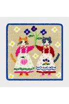 【ビーピービーピー/bpbp】の【UNISEX】【布川愛子】シェニール織ハンカチ お花を掲げる猫たち|ID: prp329100004949391 ipo3291000000037140852