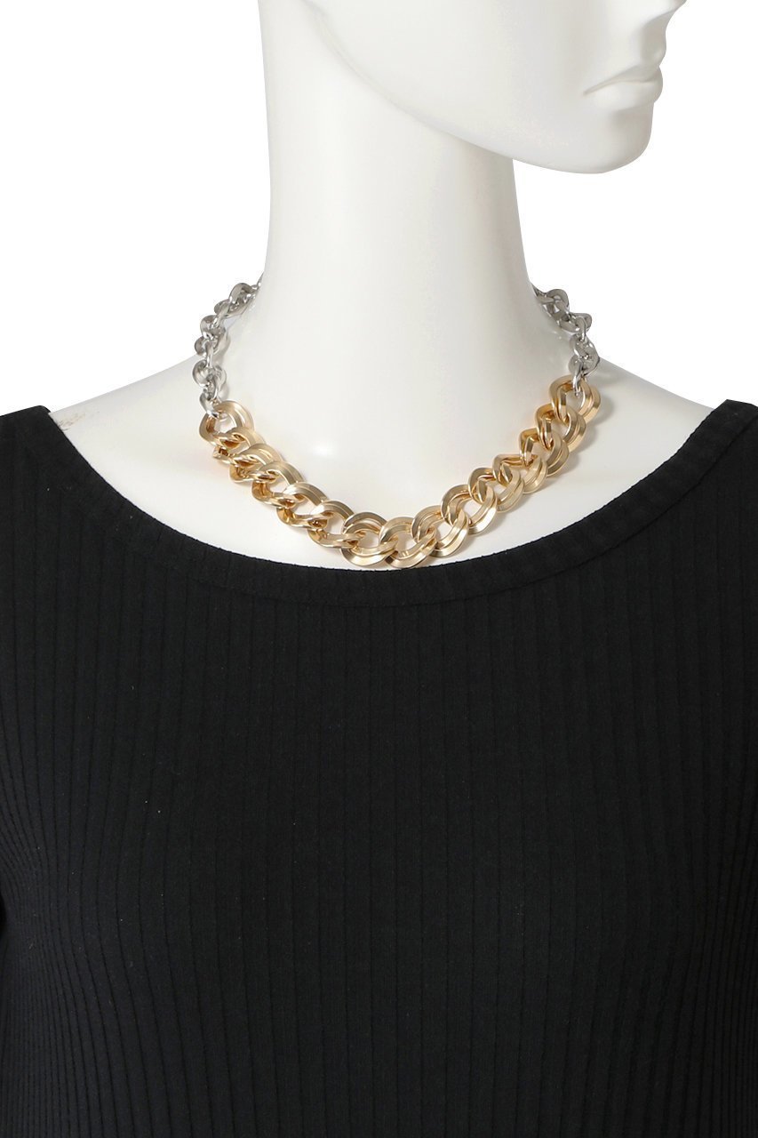 【メゾンスペシャル/MAISON SPECIAL】のバイカラーチェーンショートネックレス 人気、トレンドファッション・服の通販 founy(ファニー) 　ファッション　Fashion　レディースファッション　Fashion for Women　ジュエリー　Jewelry　ネックレス　Necklaces & Pendants　おすすめ　Recommended / Our Picks　シルバー　Silver, Metallic Silver　シンプル　Simple, Minimal　チェーン　Chain, Chain Strap　ネックレス　Necklace, Pendant Necklace　フェイス　Face, Facial Design　フロント　Front, Front Design　other-2|ID: prp329100004950652 ipo3291000000037151324