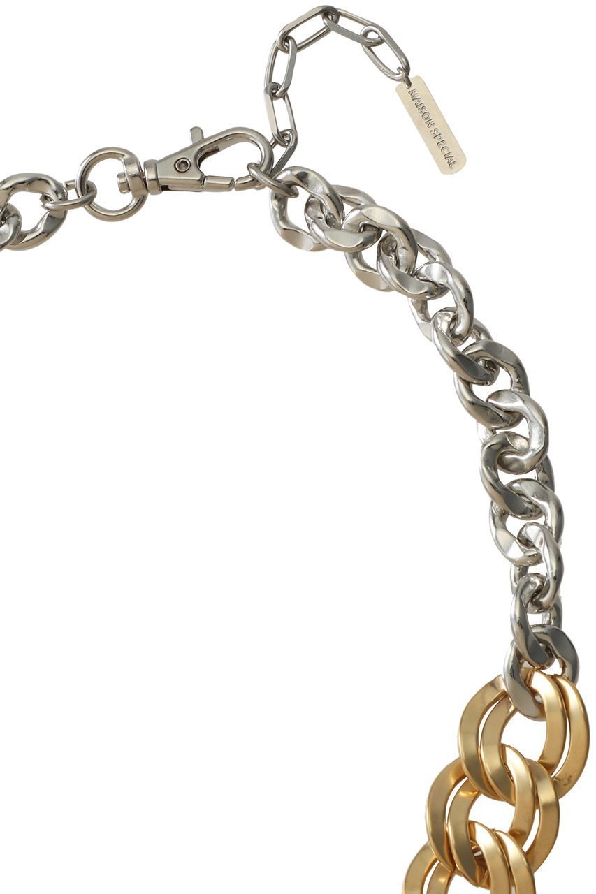 【メゾンスペシャル/MAISON SPECIAL】のバイカラーチェーンショートネックレス 人気、トレンドファッション・服の通販 founy(ファニー) 　ファッション　Fashion　レディースファッション　Fashion for Women　ジュエリー　Jewelry　ネックレス　Necklaces & Pendants　おすすめ　Recommended / Our Picks　シルバー　Silver, Metallic Silver　シンプル　Simple, Minimal　チェーン　Chain, Chain Strap　ネックレス　Necklace, Pendant Necklace　フェイス　Face, Facial Design　フロント　Front, Front Design　other-4|ID: prp329100004950652 ipo3291000000037151326