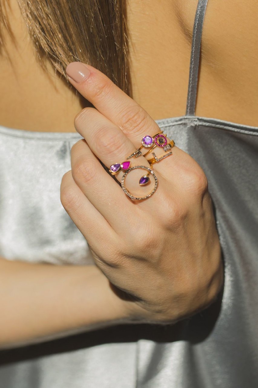 【アルティーダ ウード/ARTIDA OUD】のelafonisi ダークアメジストニュームーンパヴェダイヤモンドリング 人気、トレンドファッション・服の通販 founy(ファニー) 　ファッション　Fashion　レディースファッション　Fashion for Women　ジュエリー　Jewelry　おすすめ　Recommended / Our Picks　シェイプ　Shape, Slim Fit　ストーン　Stone, Gem-Like　パープル　Purple, Violet　モチーフ　Motif, Design Theme　ローズ　Rose, Rose Motif　other-7|ID: prp329100004951920 ipo3291000000037159368