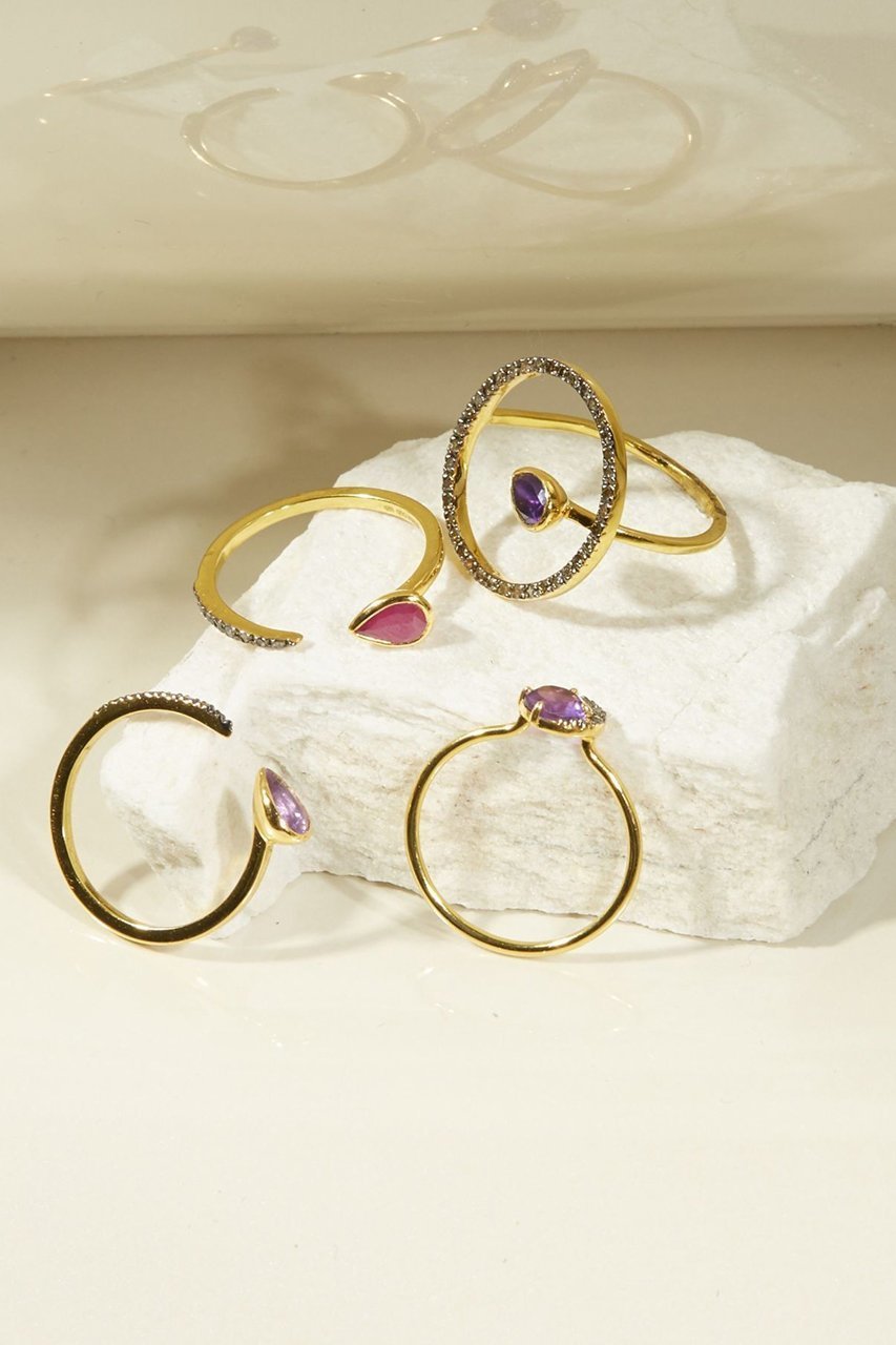 【アルティーダ ウード/ARTIDA OUD】のelafonisi ダークアメジストニュームーンパヴェダイヤモンドリング 人気、トレンドファッション・服の通販 founy(ファニー) 　ファッション　Fashion　レディースファッション　Fashion for Women　ジュエリー　Jewelry　おすすめ　Recommended / Our Picks　シェイプ　Shape, Slim Fit　ストーン　Stone, Gem-Like　パープル　Purple, Violet　モチーフ　Motif, Design Theme　ローズ　Rose, Rose Motif　other-8|ID: prp329100004951920 ipo3291000000037159369