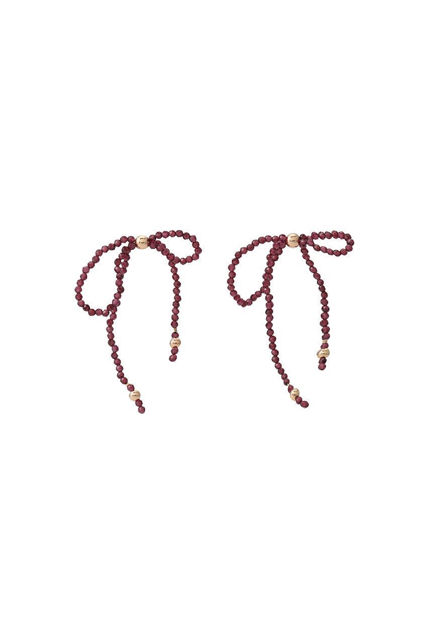 【ナチュラリジュエリ/NATURALI JEWELRY】のタッセルリボンピアス インテリア・キッズ・メンズ・レディースファッション・服の通販 founy(ファニー) 　ファッション　Fashion　レディースファッション　Fashion for Women　ジュエリー　Jewelry　ファッションリング　Fashion Rings　イヤリング・フープ・ドロップタイプ　Hoop, Drop & Clip Earrings　イヤリング　Earrings　ストーン　Stone, Gem-Like　タッセル　Tassel, Fringe　フォルム　Silhouette, Form　リボン　Ribbon, Bow　エレガント 上品　Elegant　ガーネット|ID: prp329100004953052 ipo3291000000037166202