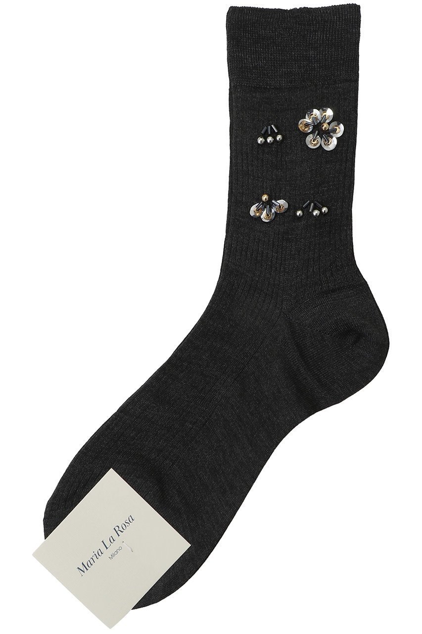 【マルティニーク/martinique】の【Maria La Rosa】ソックス インテリア・キッズ・メンズ・レディースファッション・服の通販 founy(ファニー) 　ファッション　Fashion　レディースファッション　Fashion for Women　ソックス&靴下　Socks & Hosiery　レッグウェア・ストッキング　Legwear & Hosiery　クロップド　Cropped, Short Length　シルク　Silk, 100% Silk　ソックス　Socks, Hosiery　フラワー　Flower, Floral　ボトム　Bottoms, Lower Wear　モチーフ　Motif, Design Theme　チャコールグレー|ID: prp329100004954086 ipo3291000000037172829