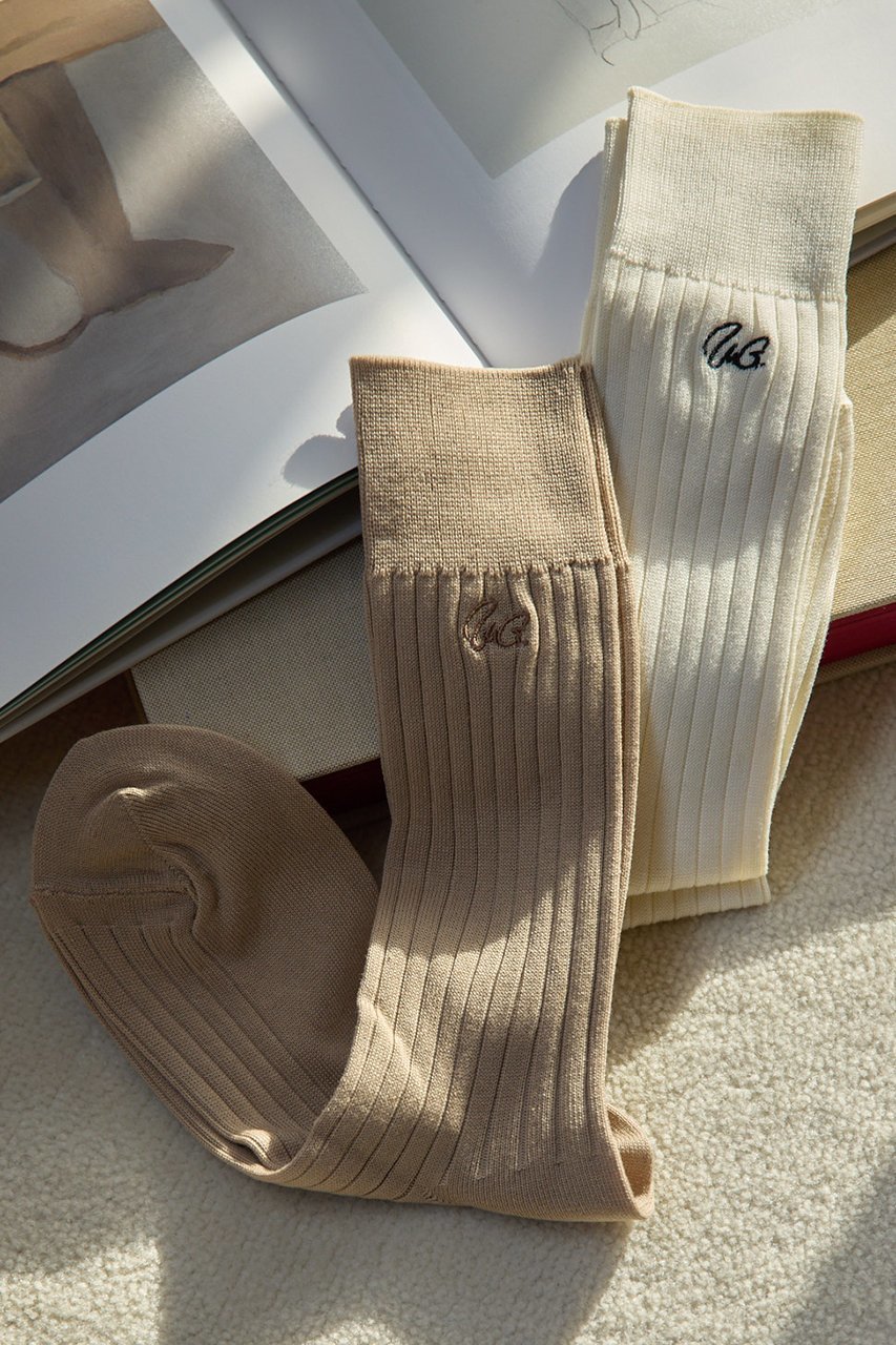 【ウィムガゼット/Whim Gazette】の刺繍ソックス インテリア・キッズ・メンズ・レディースファッション・服の通販 founy(ファニー) 　ファッション　Fashion　レディースファッション　Fashion for Women　ソックス&靴下　Socks & Hosiery　レッグウェア・ストッキング　Legwear & Hosiery　なめらか　Smooth, Silky Texture　シルケット　Silket, Silky Cotton　シンプル　Simple, Minimal　ソックス　Socks, Hosiery　ヌーディ　Nude, Nude Tone　ベージュ|ID: prp329100004954089 ipo3291000000037172845