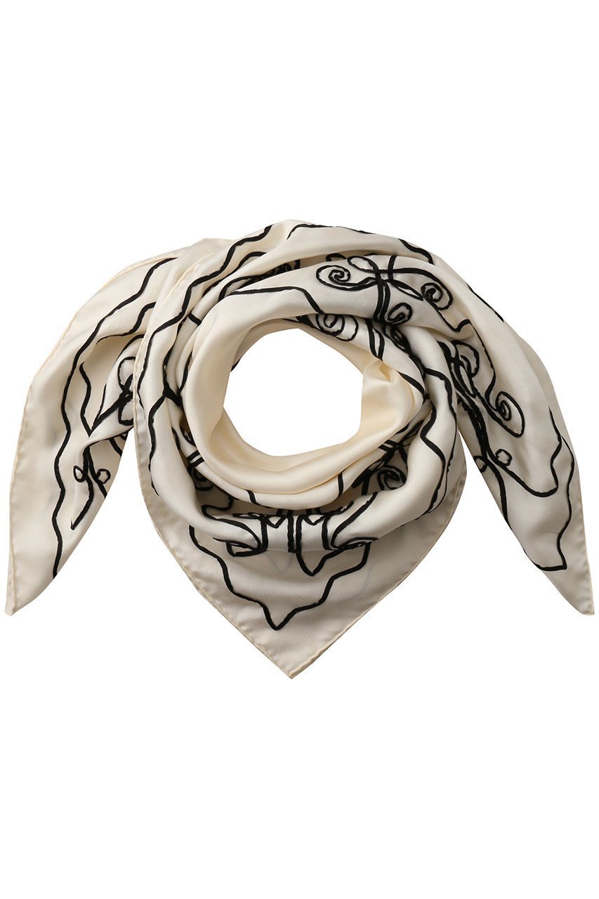 【アソースメレ/ASAUCE MELER】のテープエンブロイダリースカーフ インテリア・キッズ・メンズ・レディースファッション・服の通販 founy(ファニー) 　ファッション　Fashion　レディースファッション　Fashion for Women　ストール　Soft & Warm Scarves　マフラー・スヌード / 冬小物の定番　Scarves & Mufflers　シルク　Silk, 100% Silk　シンプル　Simple, Minimal　スカーフ　Scarf, Neckwear　ストール　Stole, Wrap　マフラー　Scarf, Muffler　モダン　Modern, Contemporary　エクリュ×ブラック|ID: prp329100004954303 ipo3291000000037174309