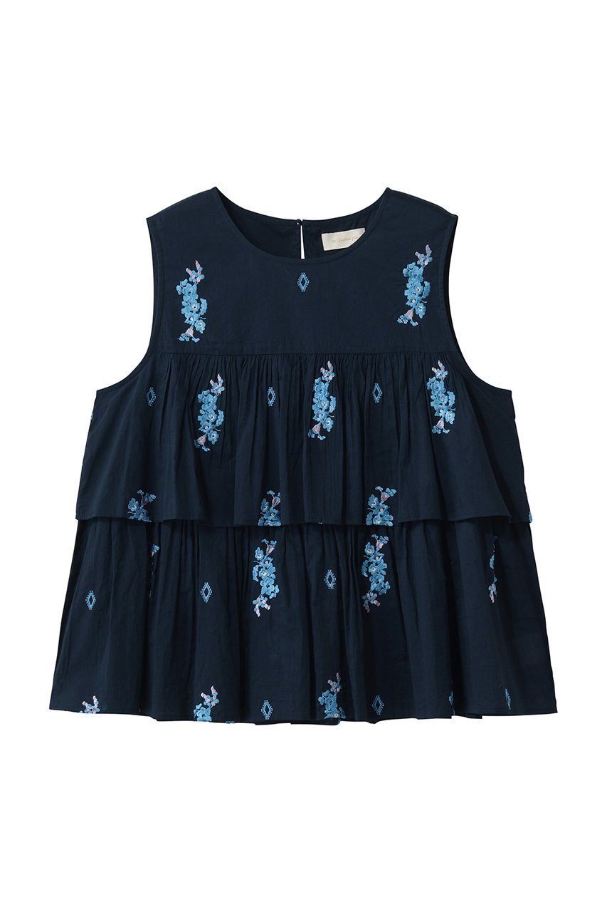 【ティアラ/Tiara】の【ne Quittez pas】別注フラワーノースリーブブラウス インテリア・キッズ・メンズ・レディースファッション・服の通販 founy(ファニー) 　ファッション　Fashion　レディースファッション　Fashion for Women　トップス・カットソー　Cut & Sew Tops　キャミソール&ノースリーブ　Camisoles & Sleeveless Tops　シャツ・ブラウス・オフィスカジュアル　Elegant Blouses & Button-Ups　ギャザー　Gathered, Ruffled　セットアップ　Set-Up, Coordinated Outfit　ノースリーブ　Sleeveless, No-Sleeve　エレガント 上品　Elegant　別注　Limited Edition, Custom Order　新作・新入荷　New Arrivals / New In　ネイビー|ID: prp329100004954338 ipo3291000000037174494