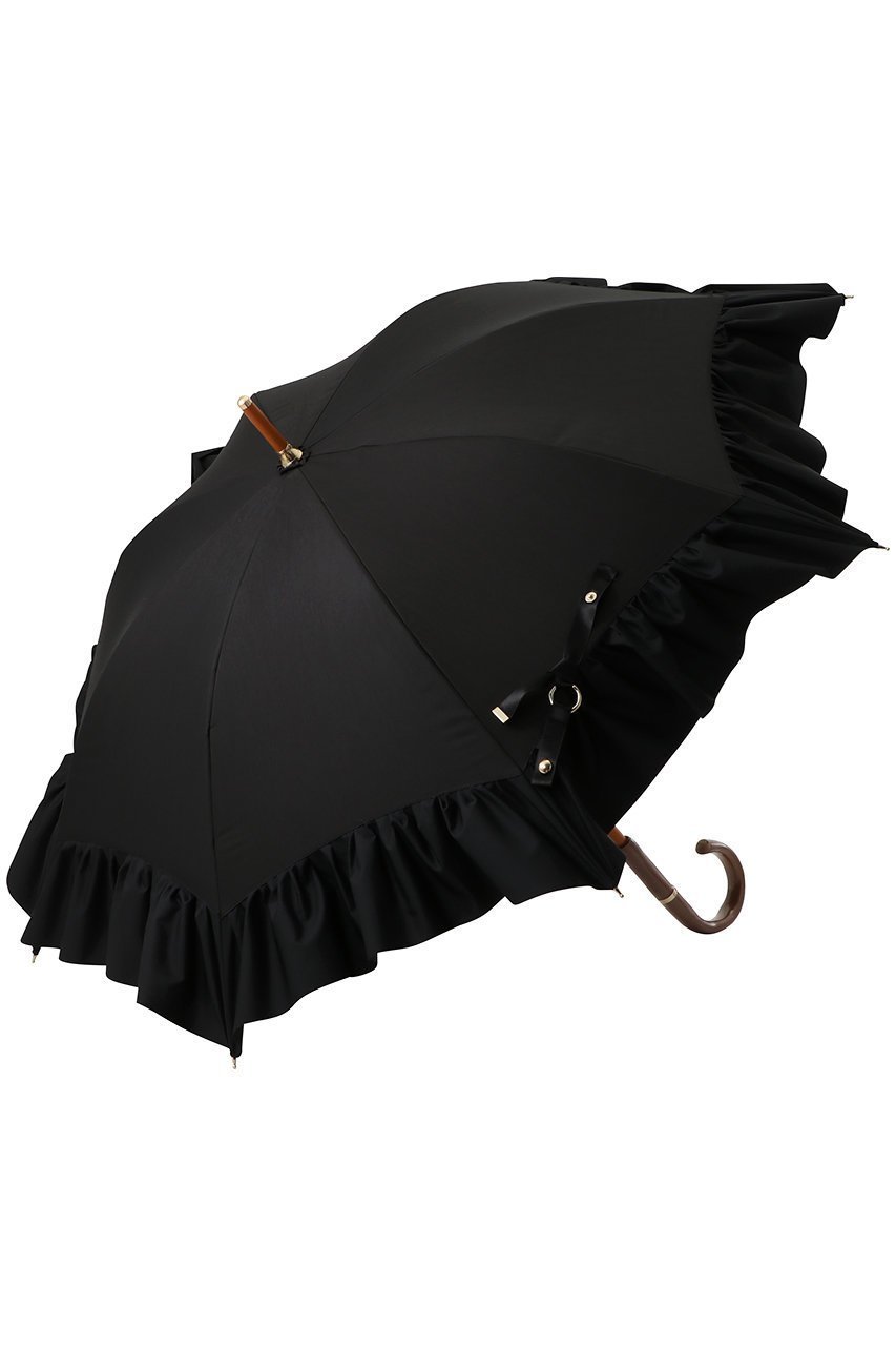 【グレイシー/Gracy】の【晴雨兼用】ショート長傘 Peplum Frill インテリア・キッズ・メンズ・レディースファッション・服の通販 founy(ファニー) 　ファッション　Fashion　レディースファッション　Fashion for Women　レイングッズ・傘・晴雨兼用傘　Umbrellas & Rain Gear　ウッド　Wooden Design　ショート　Short, Short Length　ハンカチ　Handkerchief, Hanky　フェミニン　Feminine, Girly　フリル　Frill, Ruffle　ペプラム　Peplum, Flared Hem　モダン　Modern, Contemporary　傘　Umbrella, Parasol　新作・新入荷　New Arrivals / New In　時計　Watch, Wristwatch　ブラック|ID: prp329100004954339 ipo3291000000037174509