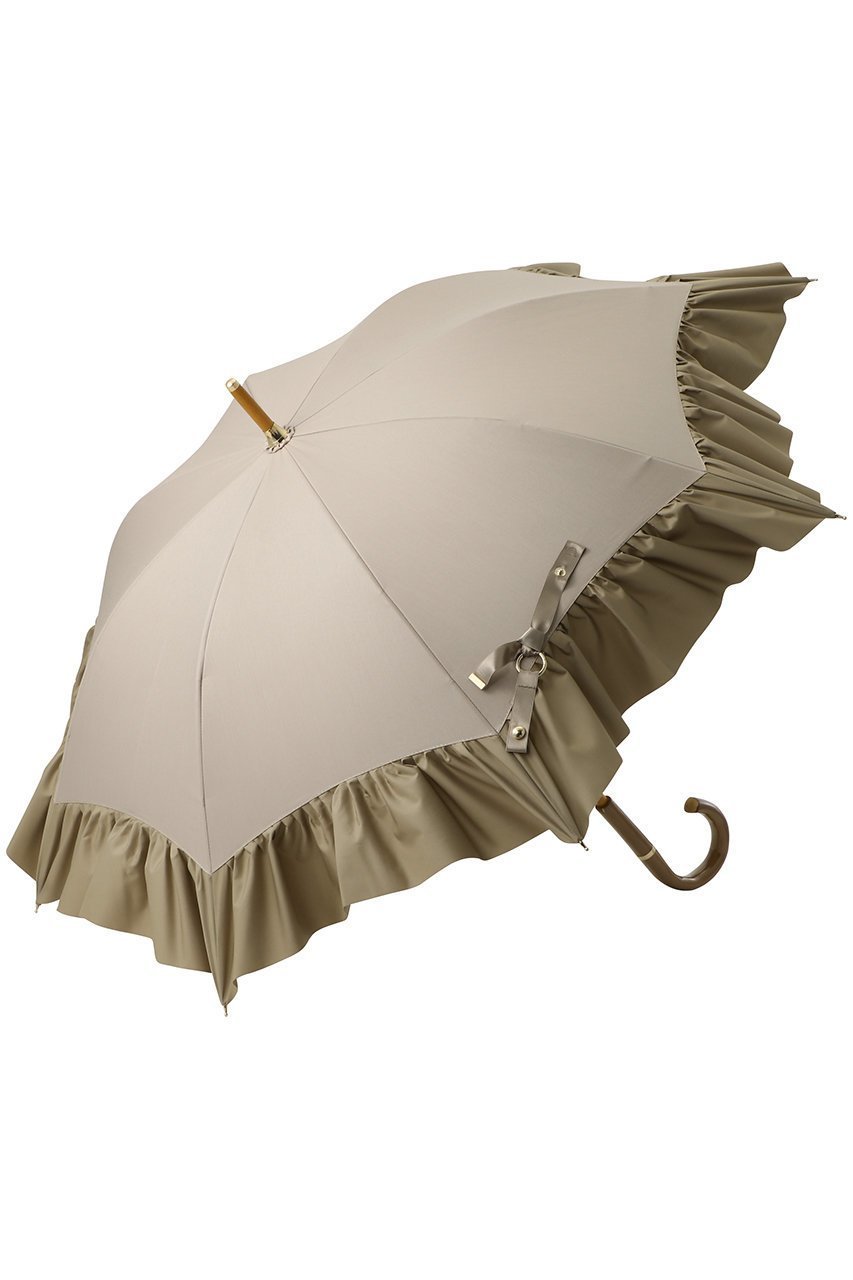 【グレイシー/Gracy】の【晴雨兼用】ショート長傘 Peplum Frill インテリア・キッズ・メンズ・レディースファッション・服の通販 founy(ファニー) 　ファッション　Fashion　レディースファッション　Fashion for Women　レイングッズ・傘・晴雨兼用傘　Umbrellas & Rain Gear　ウッド　Wooden Design　ショート　Short, Short Length　ハンカチ　Handkerchief, Hanky　フェミニン　Feminine, Girly　フリル　Frill, Ruffle　ペプラム　Peplum, Flared Hem　モダン　Modern, Contemporary　傘　Umbrella, Parasol　新作・新入荷　New Arrivals / New In　時計　Watch, Wristwatch　アーモンド|ID: prp329100004954339 ipo3291000000037174510