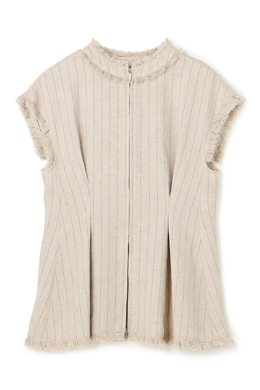 【アンクレイヴ/uncrave】のリネンライクツイル ジレブラウス インテリア・キッズ・メンズ・レディースファッション・服の通販 founy(ファニー) 　ファッション　Fashion　レディースファッション　Fashion for Women　アウター　Coat / Outerwear Collection　トップス・カットソー　Cut & Sew Tops　シャツ・ブラウス・オフィスカジュアル　Elegant Blouses & Button-Ups　ベスト&ジレ / 重ね着スタイル　Vests & Gilets　シャンブレー　Chambray, Denim-Like Fabric　ショート　Short, Short Length　スリーブ　Sleeve, Long Sleeve / Short Sleeve　ツイード　Twill, Twill Weave　パターン　Pattern, Design Print　フレンチ　French, French Style　ペプラム　Peplum, Flared Hem　ランダム　Random, Irregular　リアル　Real, Realistic　夏　Summer　新作・新入荷　New Arrivals / New In　ブラックストライプ|ID: prp329100004954343 ipo3291000000037174622