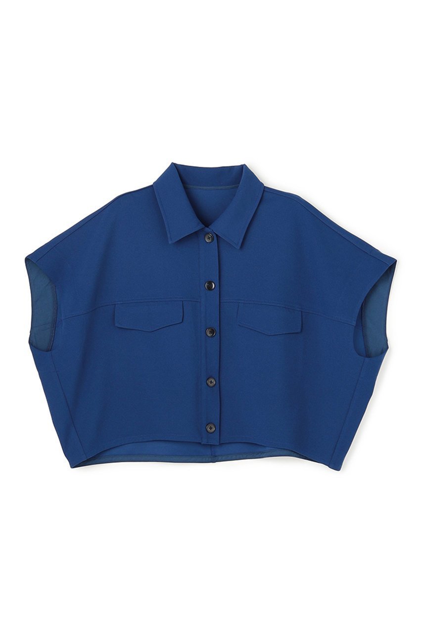 【アンクレイヴ/uncrave】のジョーゼットダブルジャージー トップス インテリア・キッズ・メンズ・レディースファッション・服の通販 founy(ファニー) 　ファッション　Fashion　レディースファッション　Fashion for Women　トップス・カットソー　Cut & Sew Tops　シャツ・ブラウス・オフィスカジュアル　Elegant Blouses & Button-Ups　ロングTシャツ・Tシャツ　Longline T-Shirts & Tees　カットソー・ベーシックTシャツ　Cut-and-Sewn Tops / Stretch Tees & Basics　ショート　Short, Short Length　ジョーゼット　Georgette, Semi-Sheer Fabric　ストレッチ　Stretch, Stretchy Fabric　スリーブ　Sleeve, Long Sleeve / Short Sleeve　ダブル　Double, Double-Breasted　フェイス　Face, Facial Design　フォルム　Silhouette, Form　ブルゾン　Blouson, Bomber Jacket　新作・新入荷　New Arrivals / New In　ブルー|ID: prp329100004954347 ipo3291000000037174643